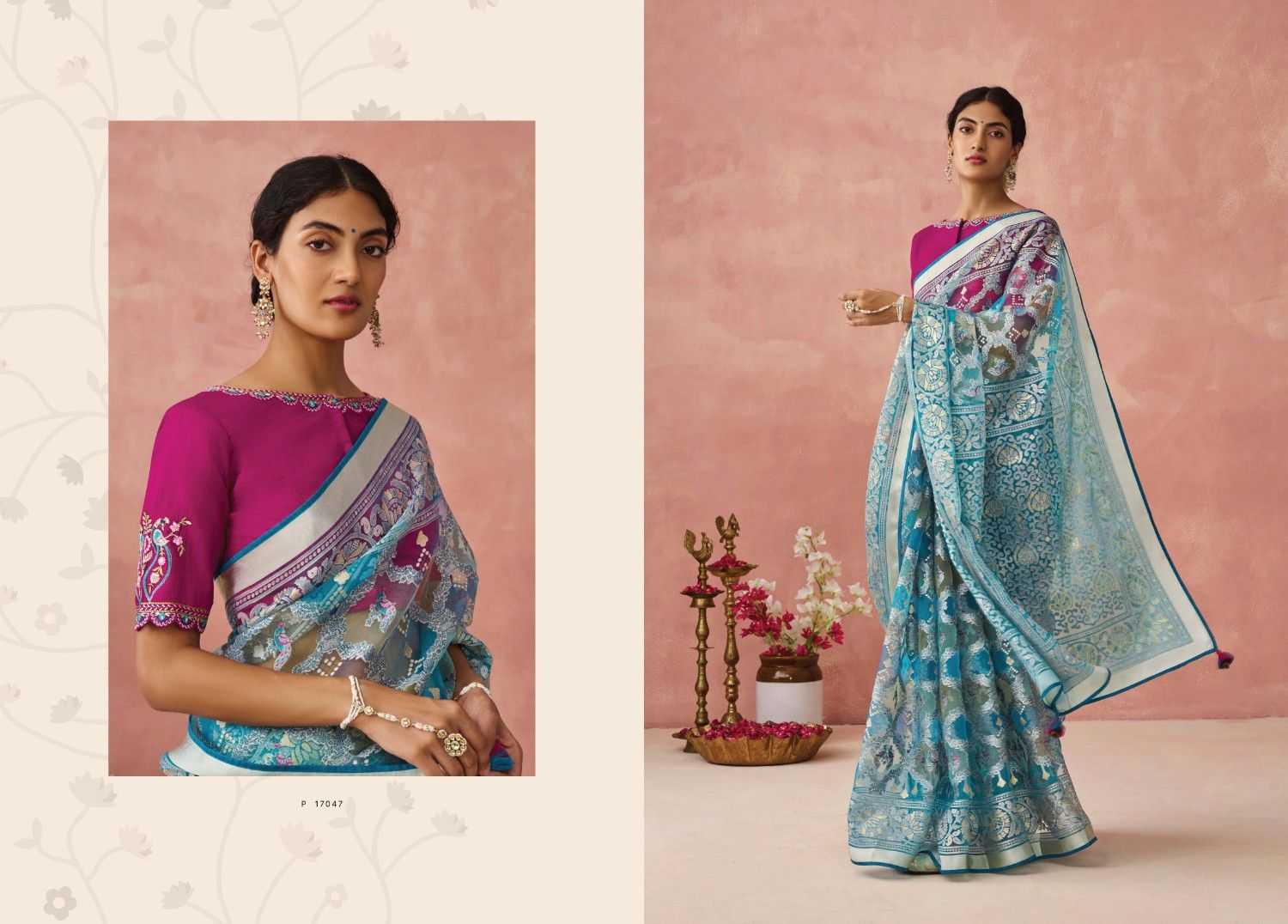 kimora meera vol 15 organza baraso adorable saree with blouse 