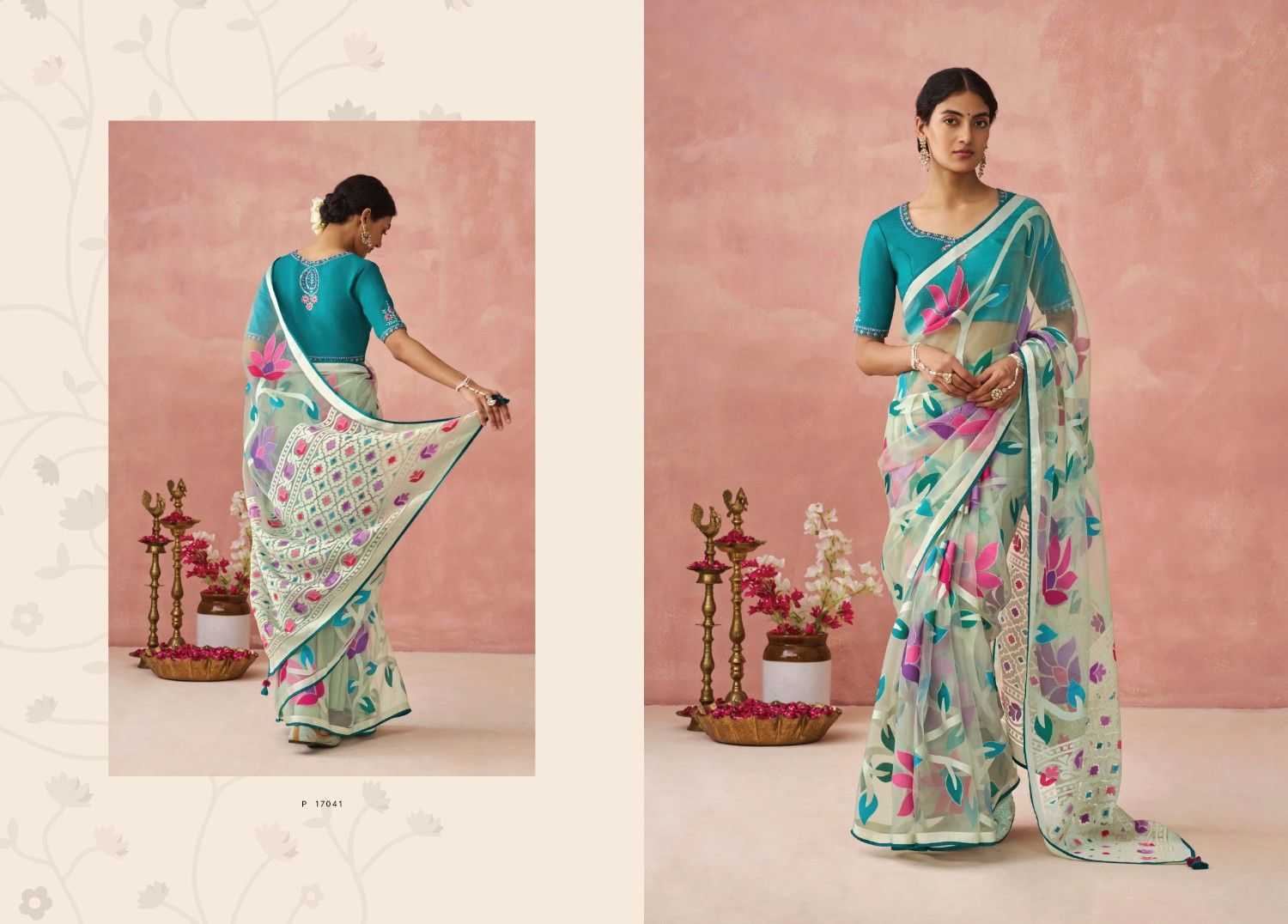 kimora meera vol 15 organza baraso adorable saree with blouse 