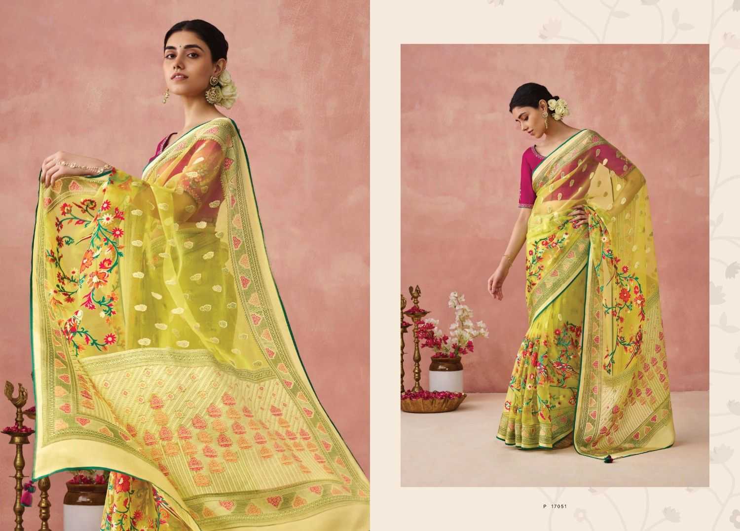 kimora meera vol 15 organza baraso adorable saree with blouse 