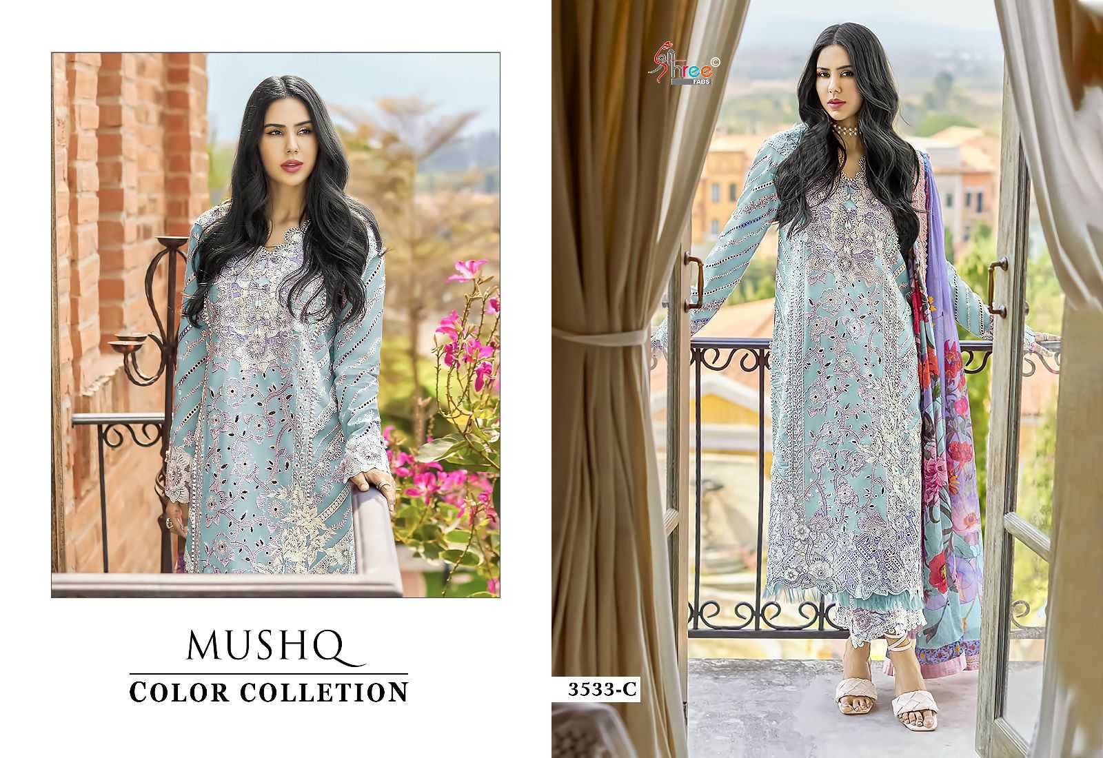mushq color collection vol 24 by shree fab lawn cambric pakistani suits
