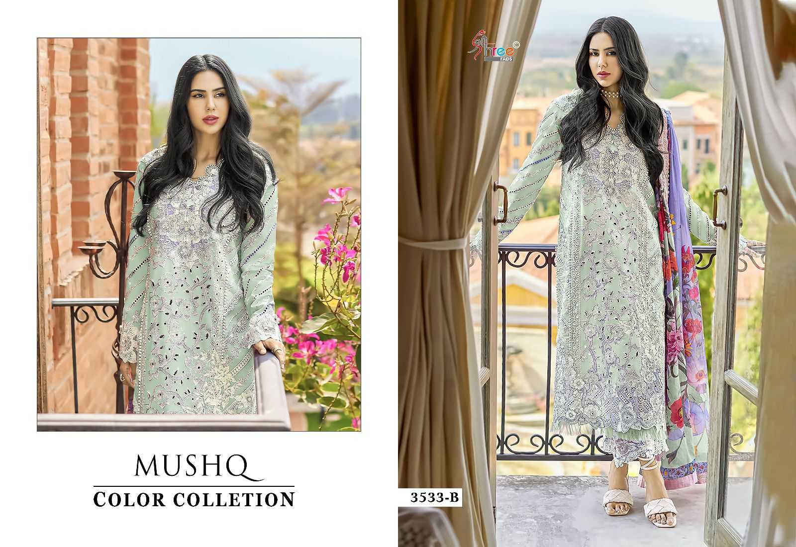 mushq color collection vol 24 by shree fab lawn cambric pakistani suits