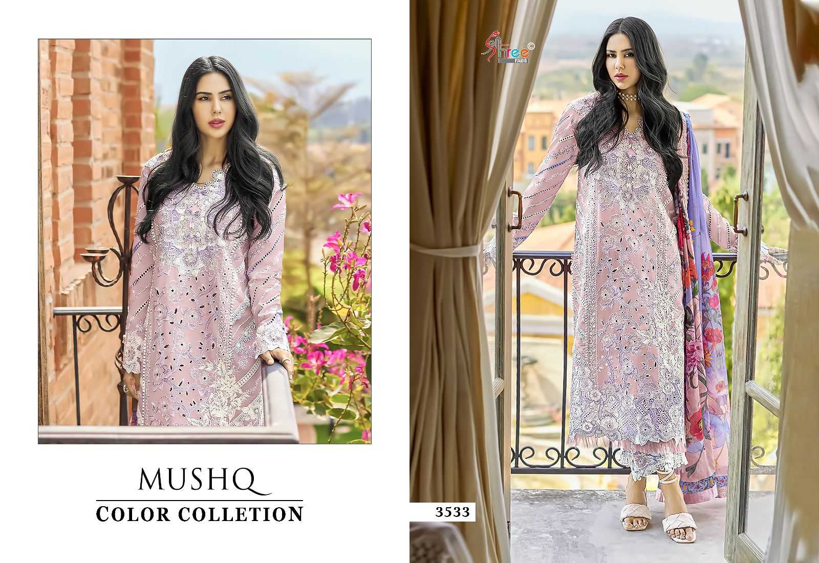 mushq color collection vol 24 by shree fab lawn cambric pakistani suits