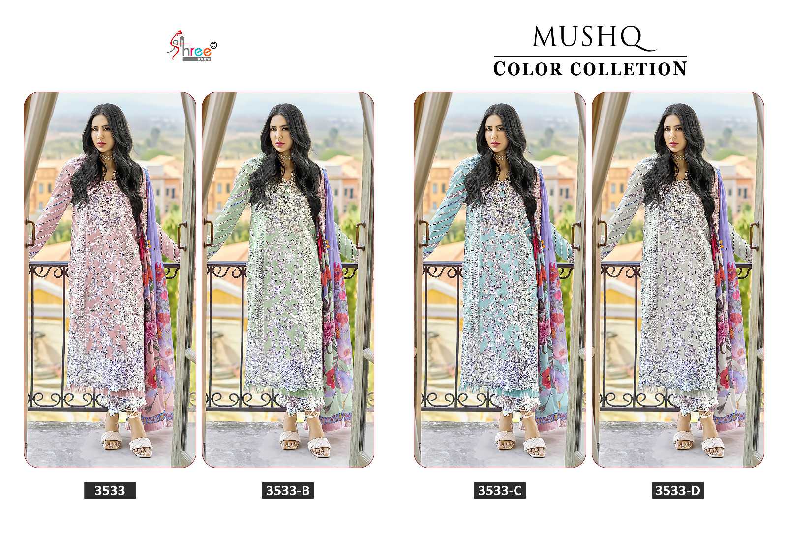 mushq color collection vol 24 by shree fab lawn cambric pakistani suits