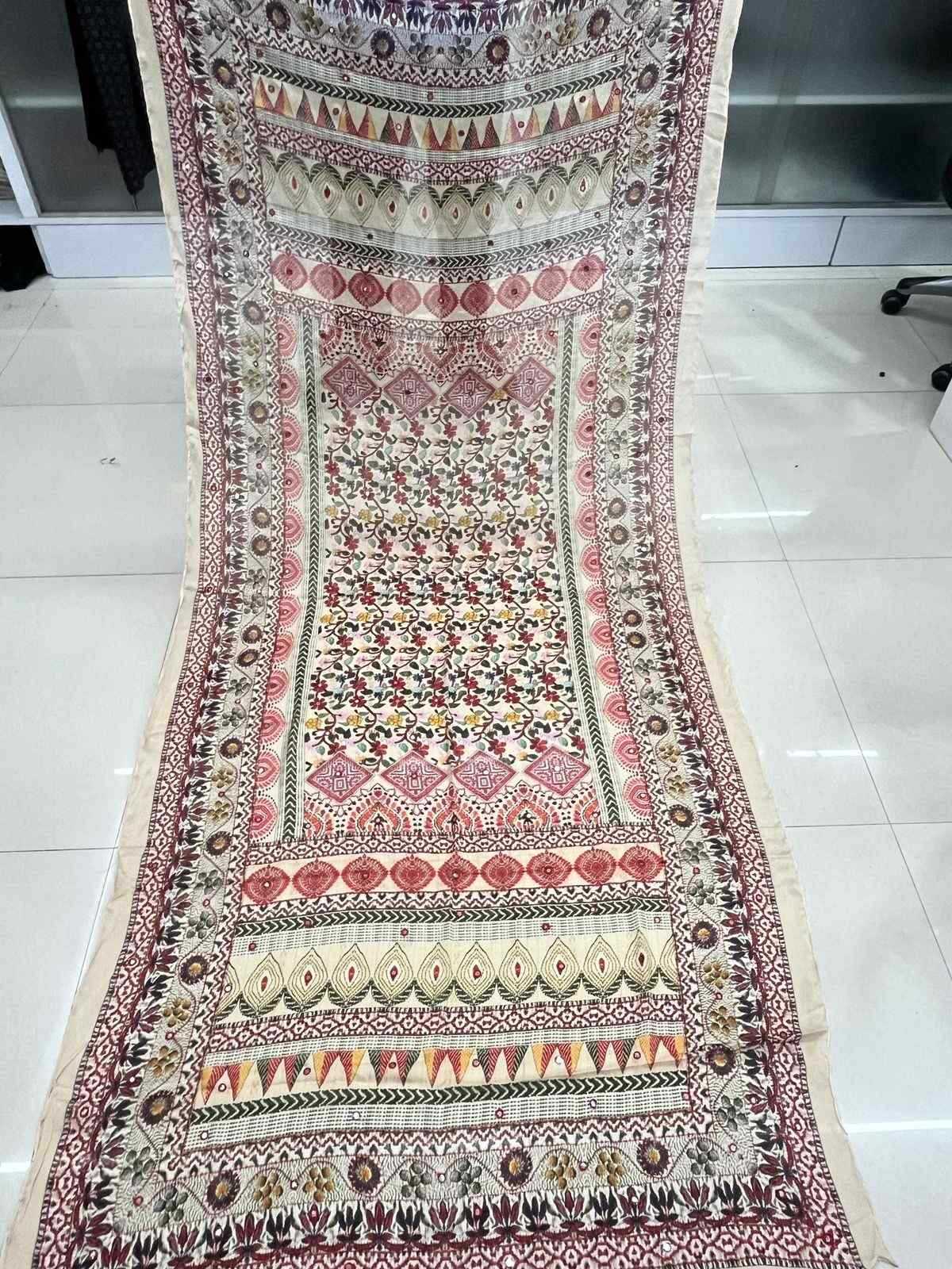 pr chinon print with mirror work comfortable dupatta