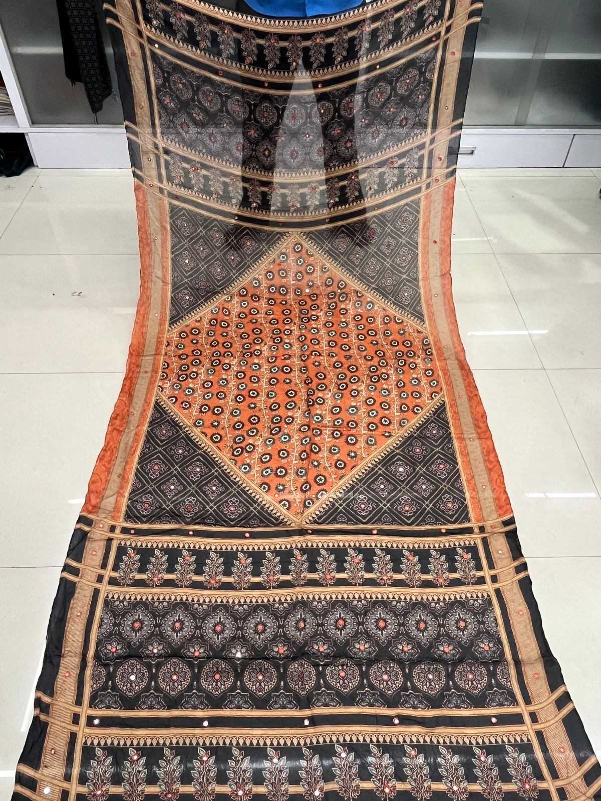 pr chinon print with mirror work comfortable dupatta