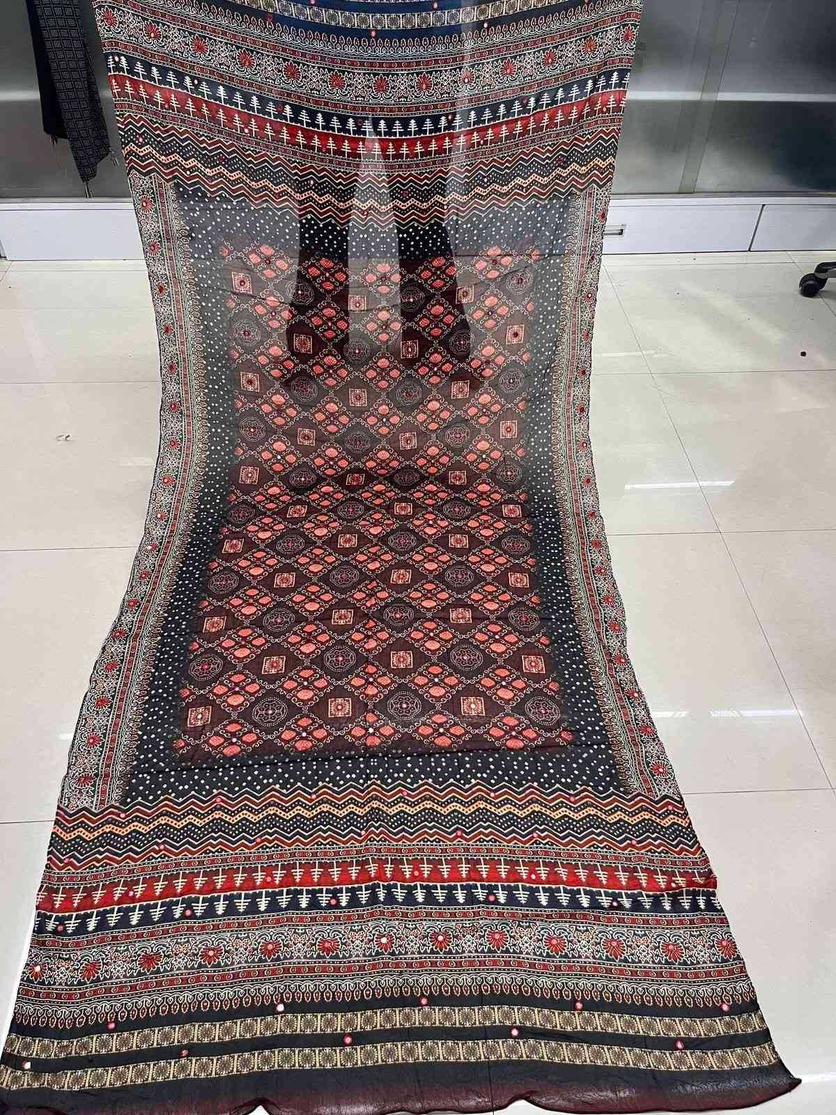 pr chinon print with mirror work comfortable dupatta