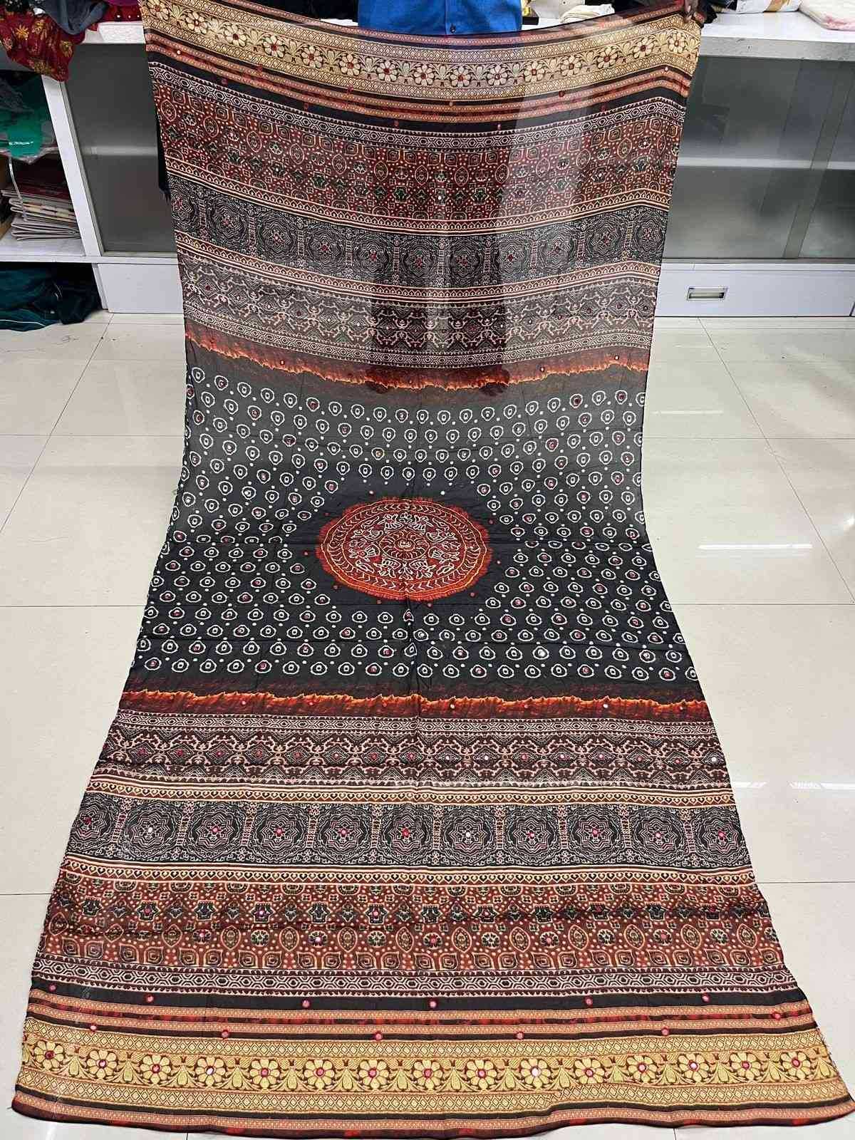 pr chinon print with mirror work comfortable dupatta