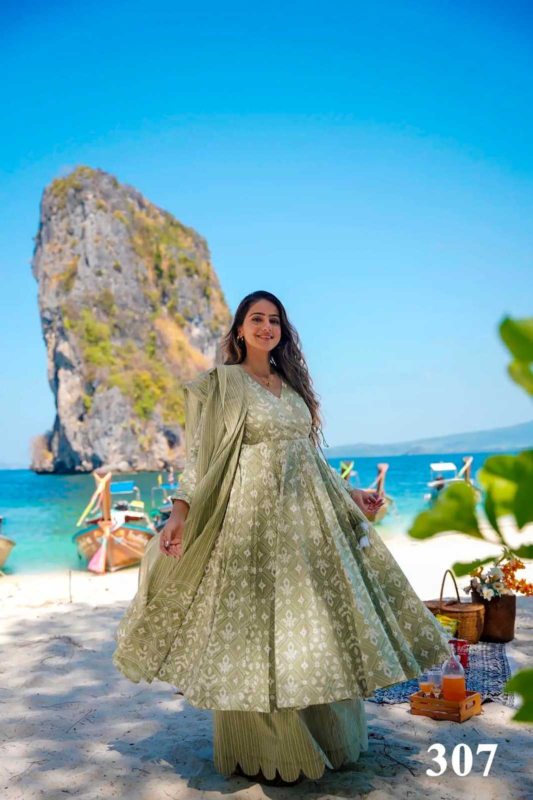 pr clora vol 3 muslin print exclusive readymade big size flair salwar kameez 