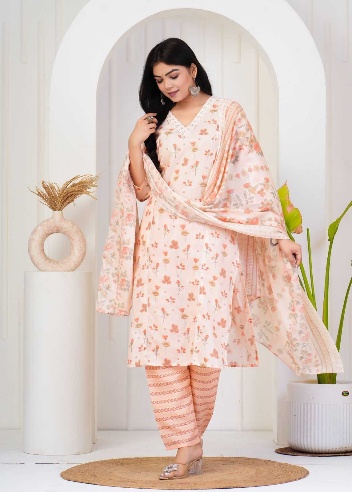 pr heritage cotton comfortable readymade beautiful look plush size 3pcs dress