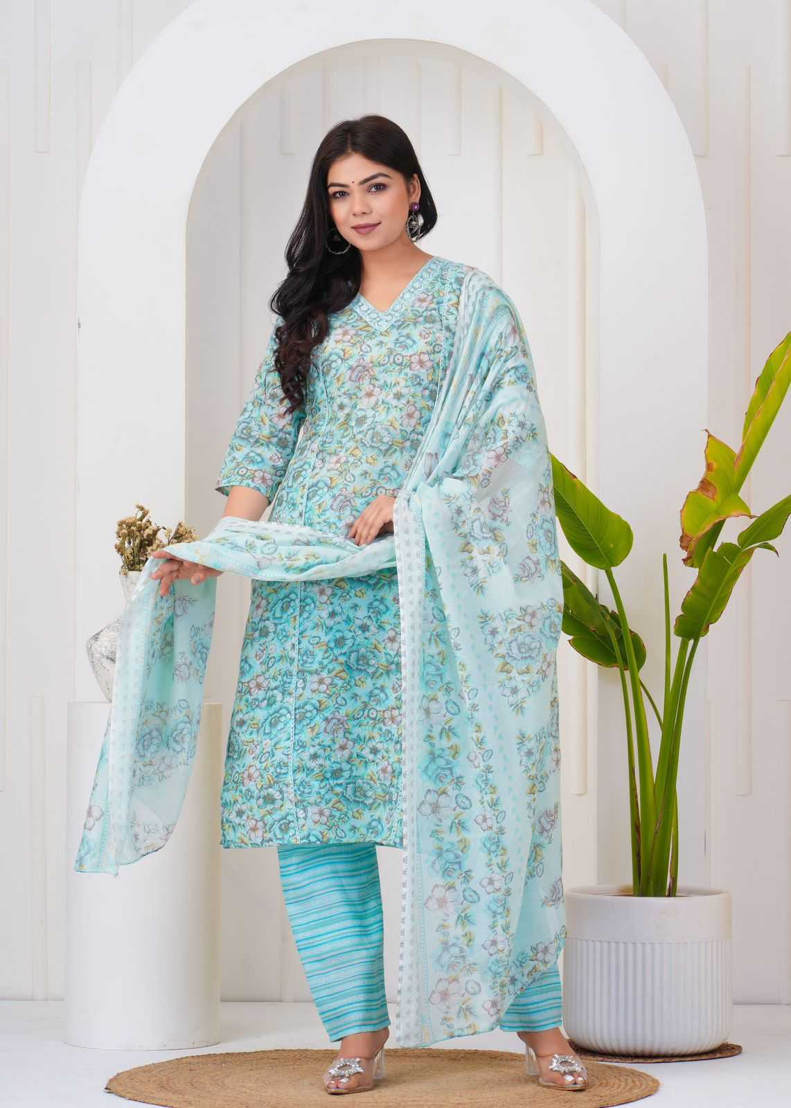 pr heritage cotton comfortable readymade beautiful look plush size 3pcs dress