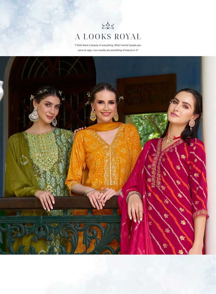 rivazo vol 1 by radhika embroidery work full stitch pretty look big size 3pcs dress