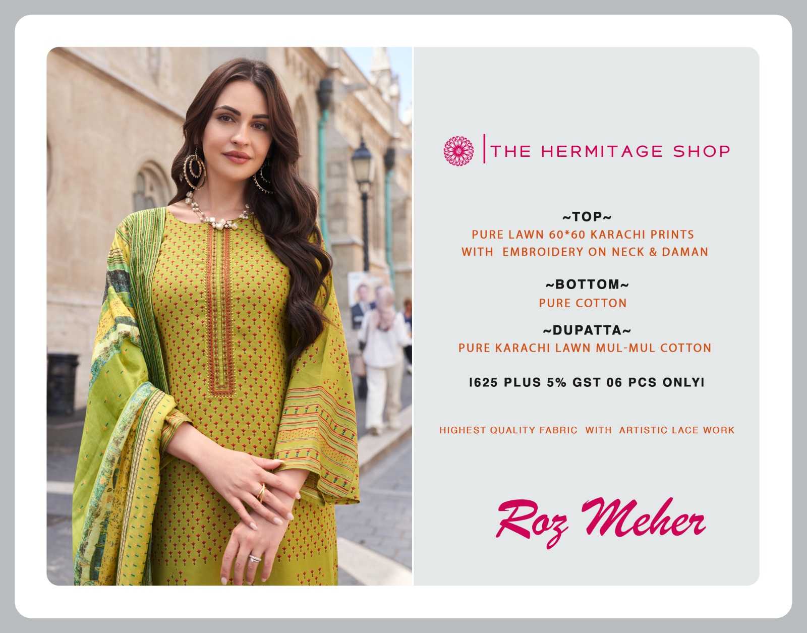roz meher by the hermitage karachi prints pakistani style 3pcs dress