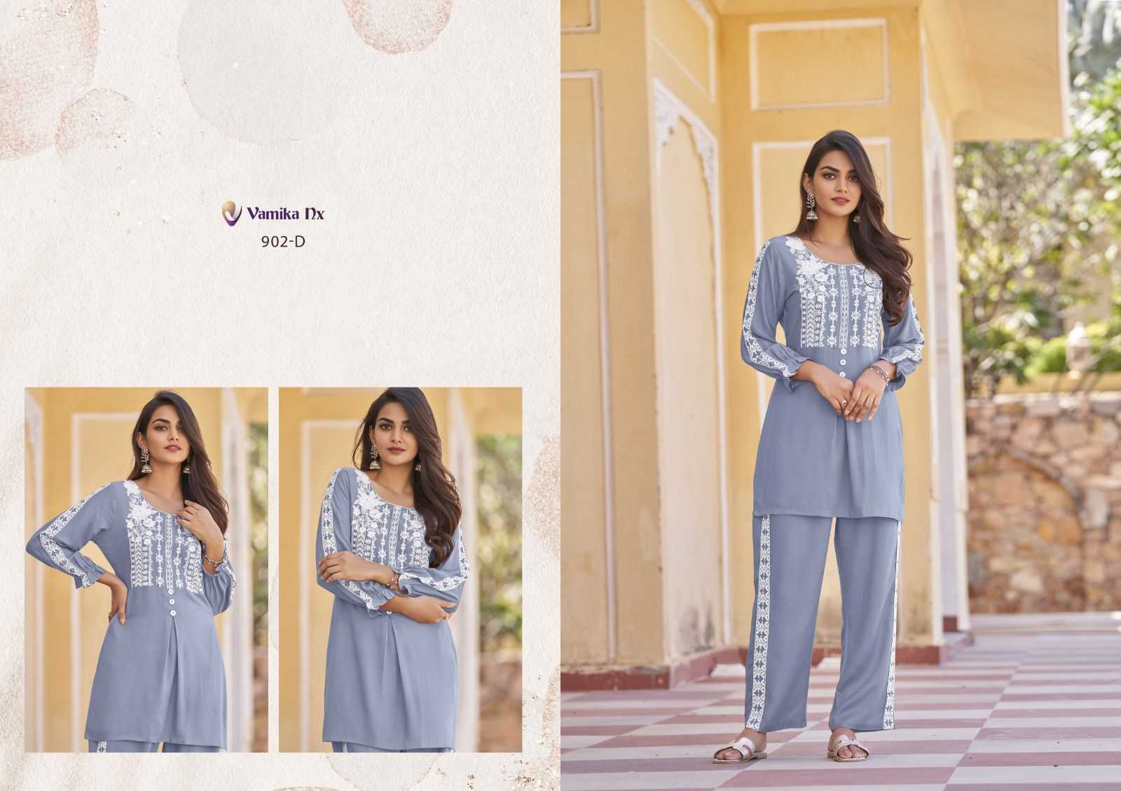 vamika vintage platnium super hit design rayon readymade classic co-ord set 