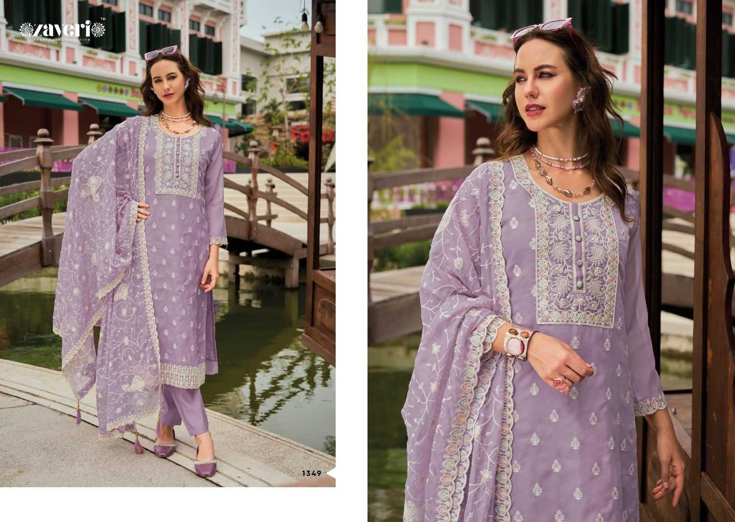 zaveri shazar organza embroidery work fully stitch original pakistani salwar suit 