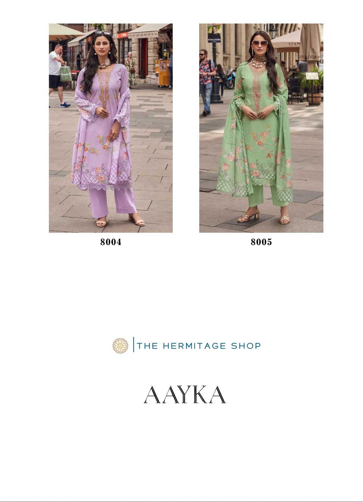 aayka by the hermitage embroidery work lawn cotton suits