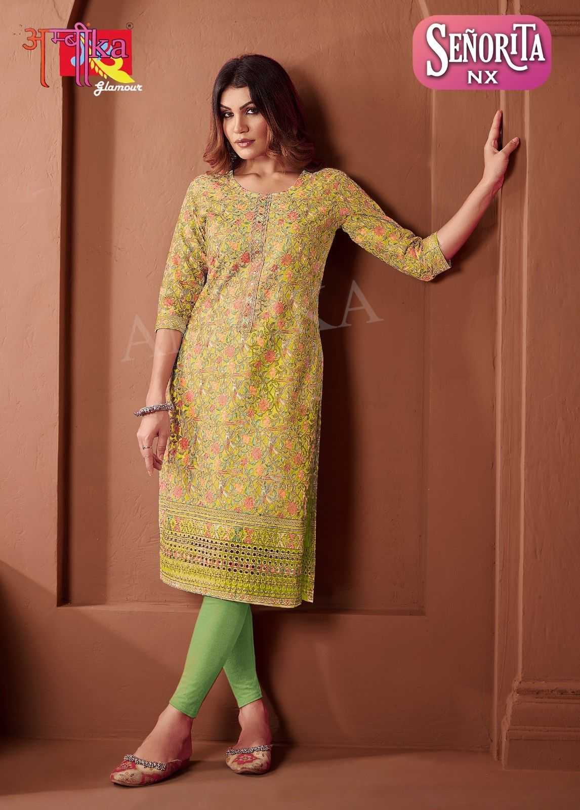 ambika snorita nx cotton mirror work daily wear full stitch combo kurti 