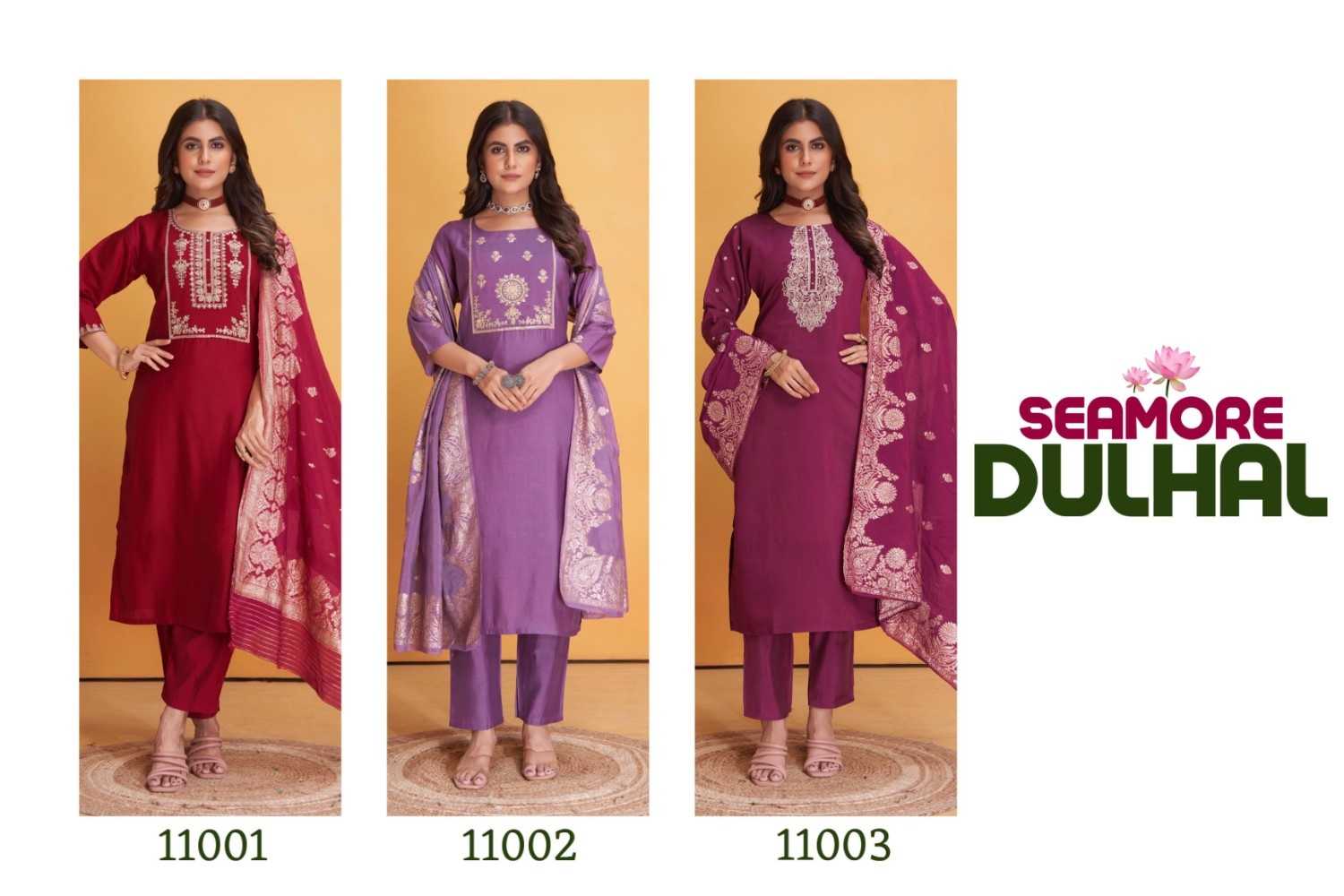dulhan by seamore readymade big size roman silk kurti pant with dupatta