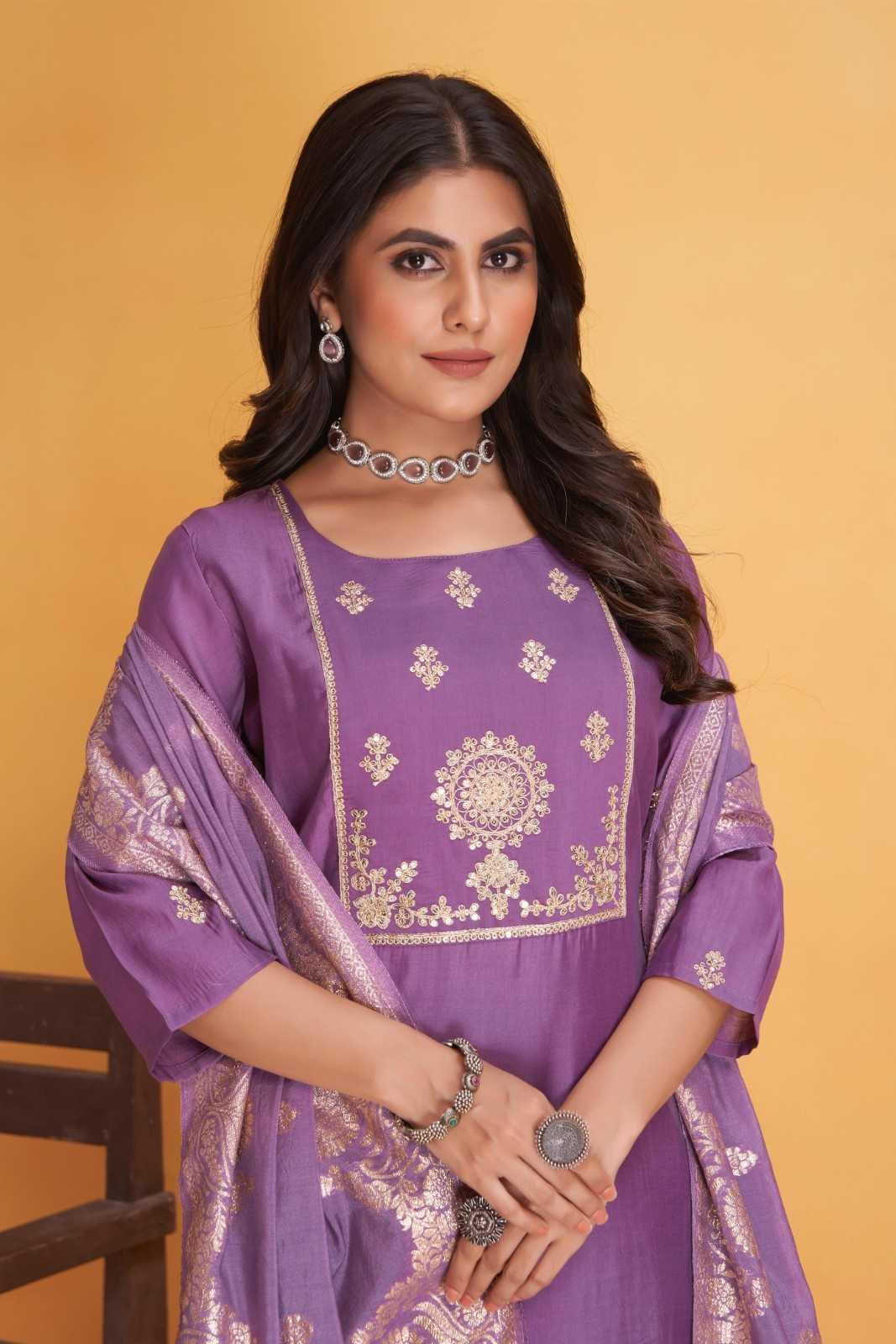 dulhan by seamore readymade big size roman silk kurti pant with dupatta