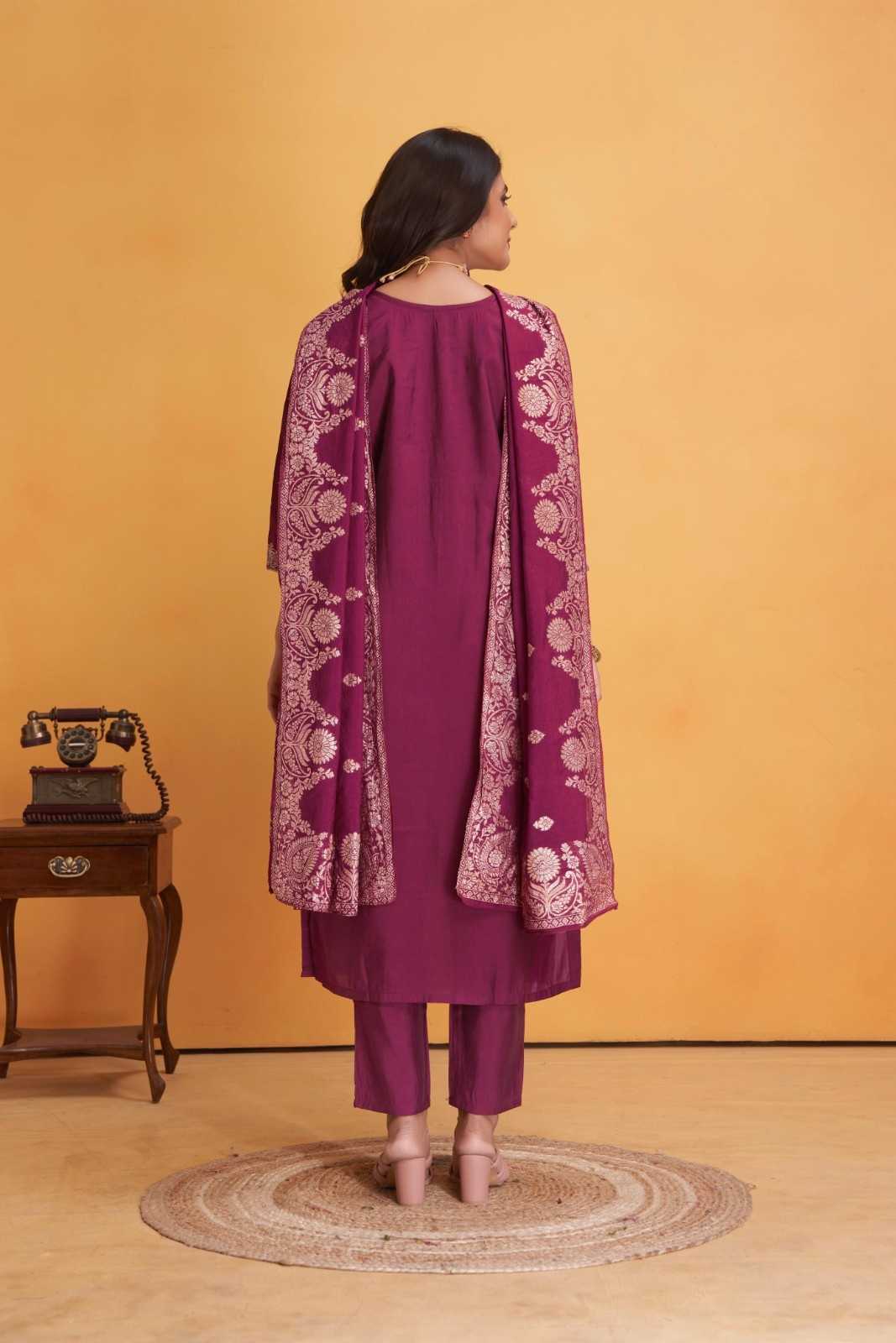 dulhan by seamore readymade big size roman silk kurti pant with dupatta