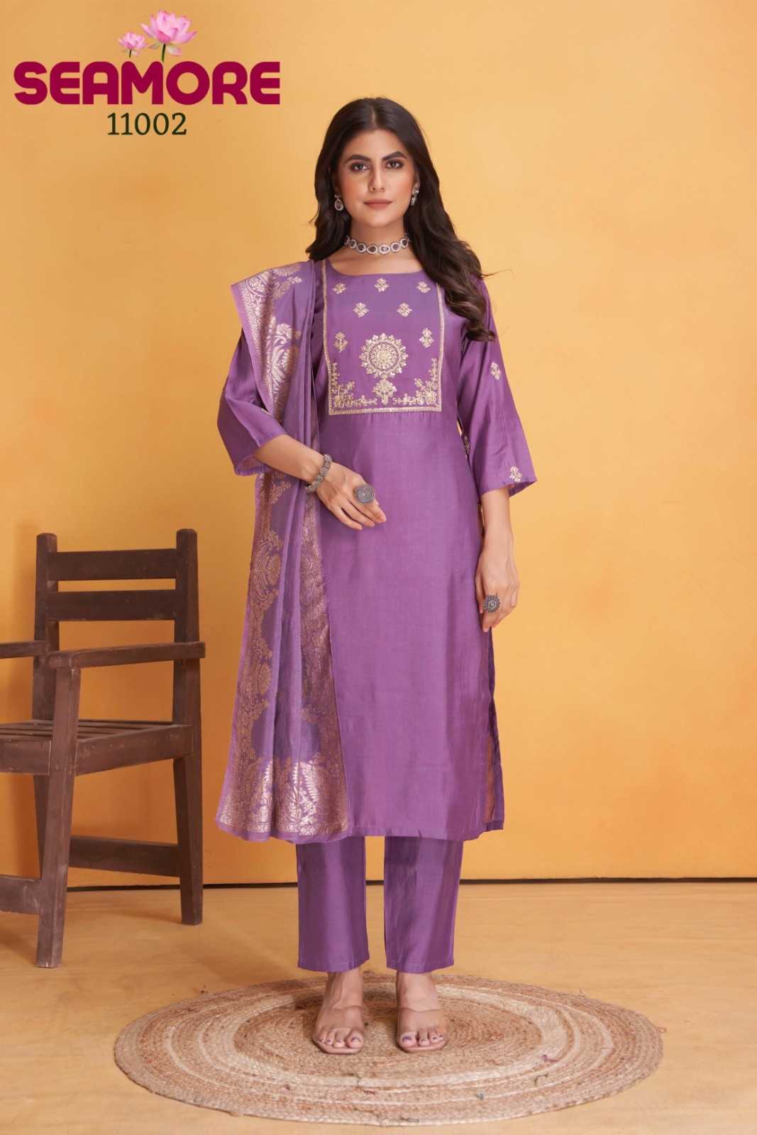 dulhan by seamore readymade big size roman silk kurti pant with dupatta