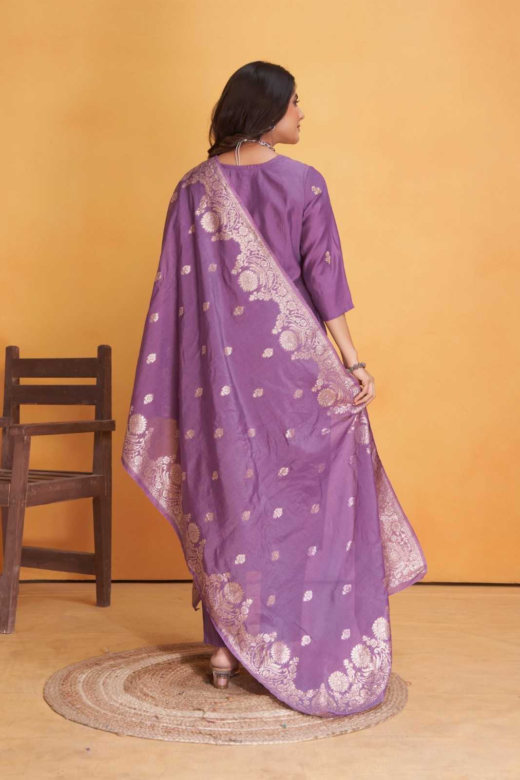 dulhan by seamore readymade big size roman silk kurti pant with dupatta