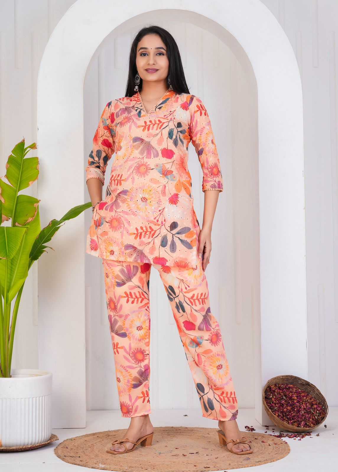 pr chicken cotton digital stylish look readymade big size co-ord set 