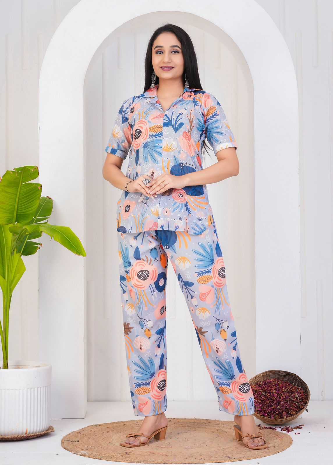 pr chicken cotton digital stylish look readymade big size co-ord set 