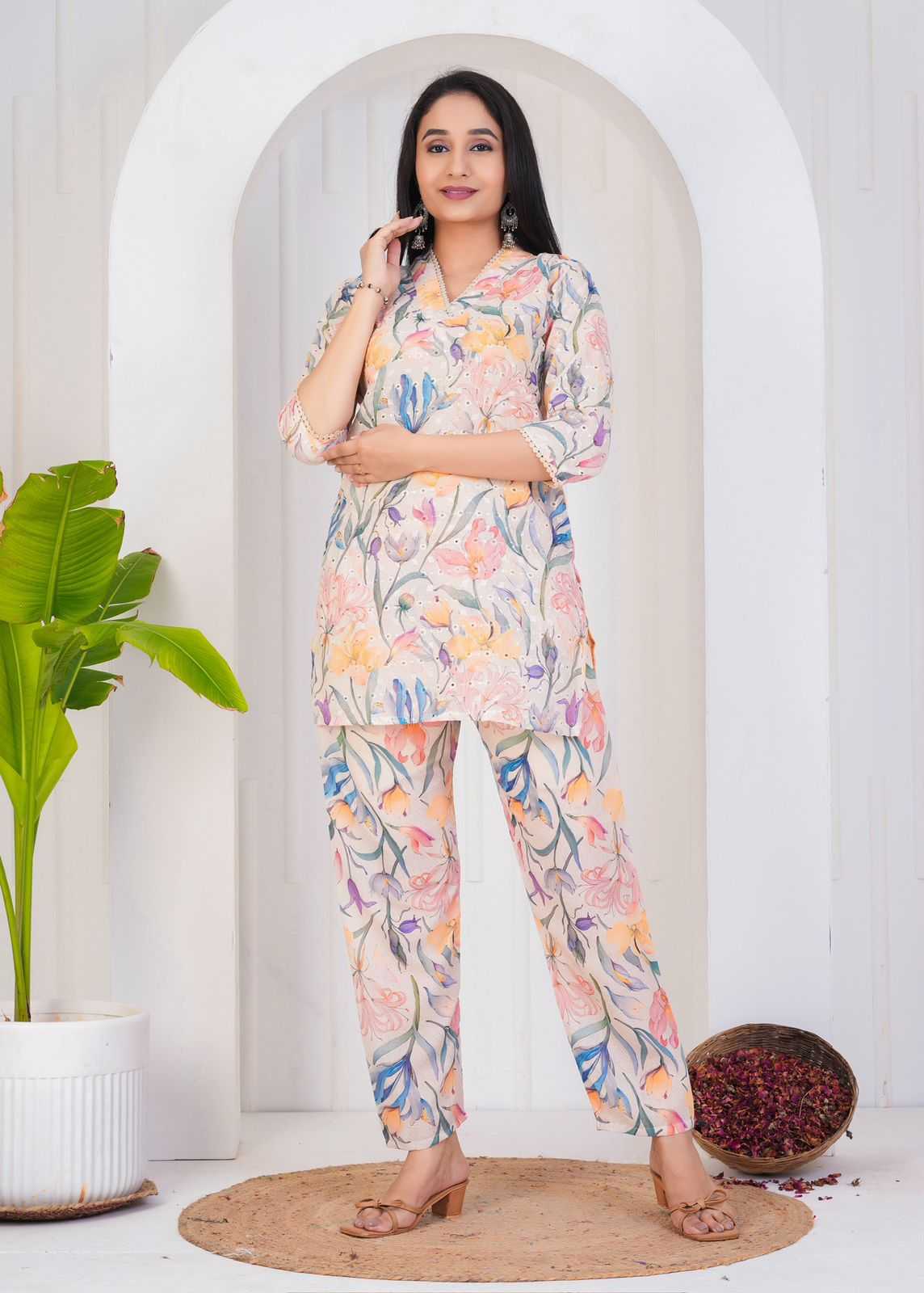 pr chicken cotton digital stylish look readymade big size co-ord set 