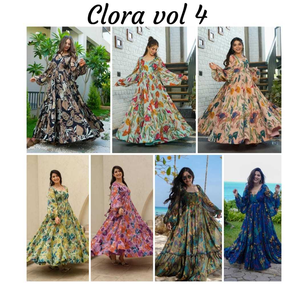 pr clora vol 4 big size readymade function wear gown set collection
