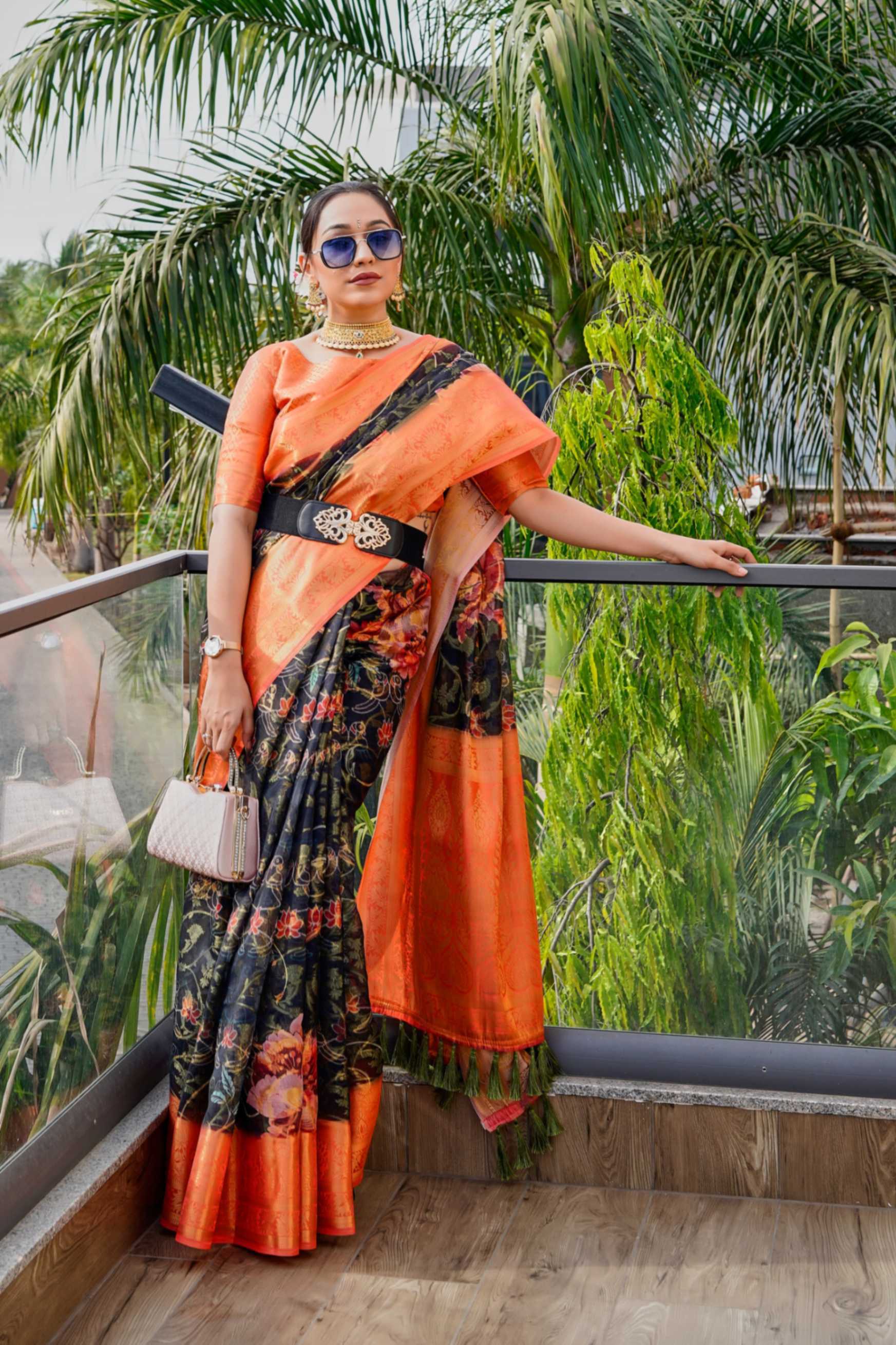 pr kc 3013 zari work designer beautiful organza saree for women