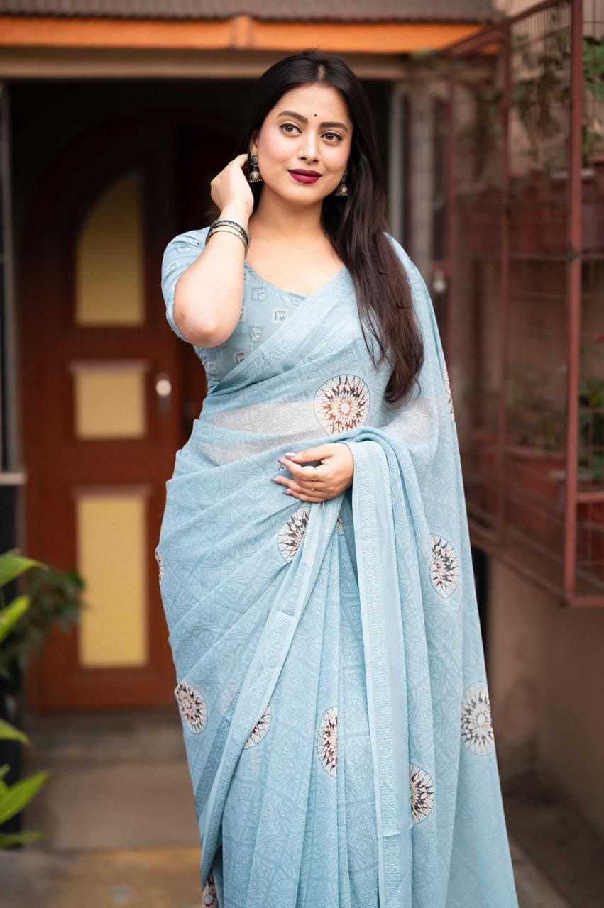 pr kc 4006 pretty look georgette light dusty color printed saree 