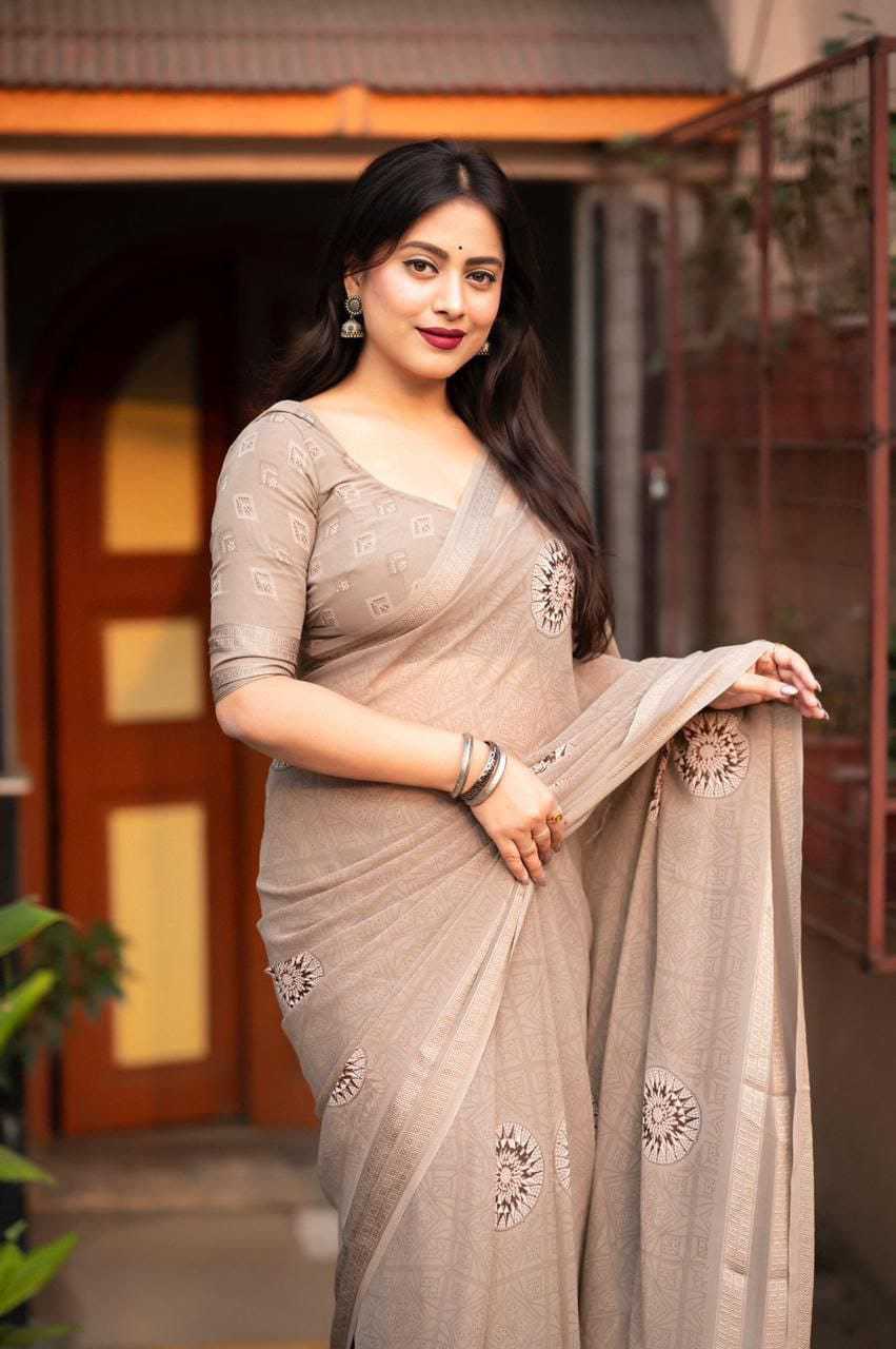 pr kc 4006 pretty look georgette light dusty color printed saree 