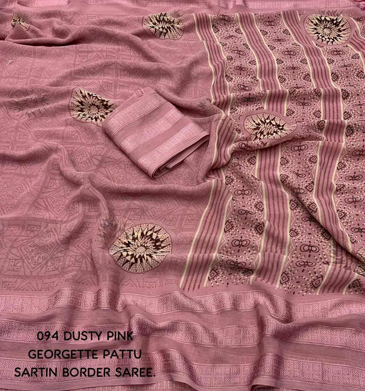 pr kc 4006 pretty look georgette light dusty color printed saree 