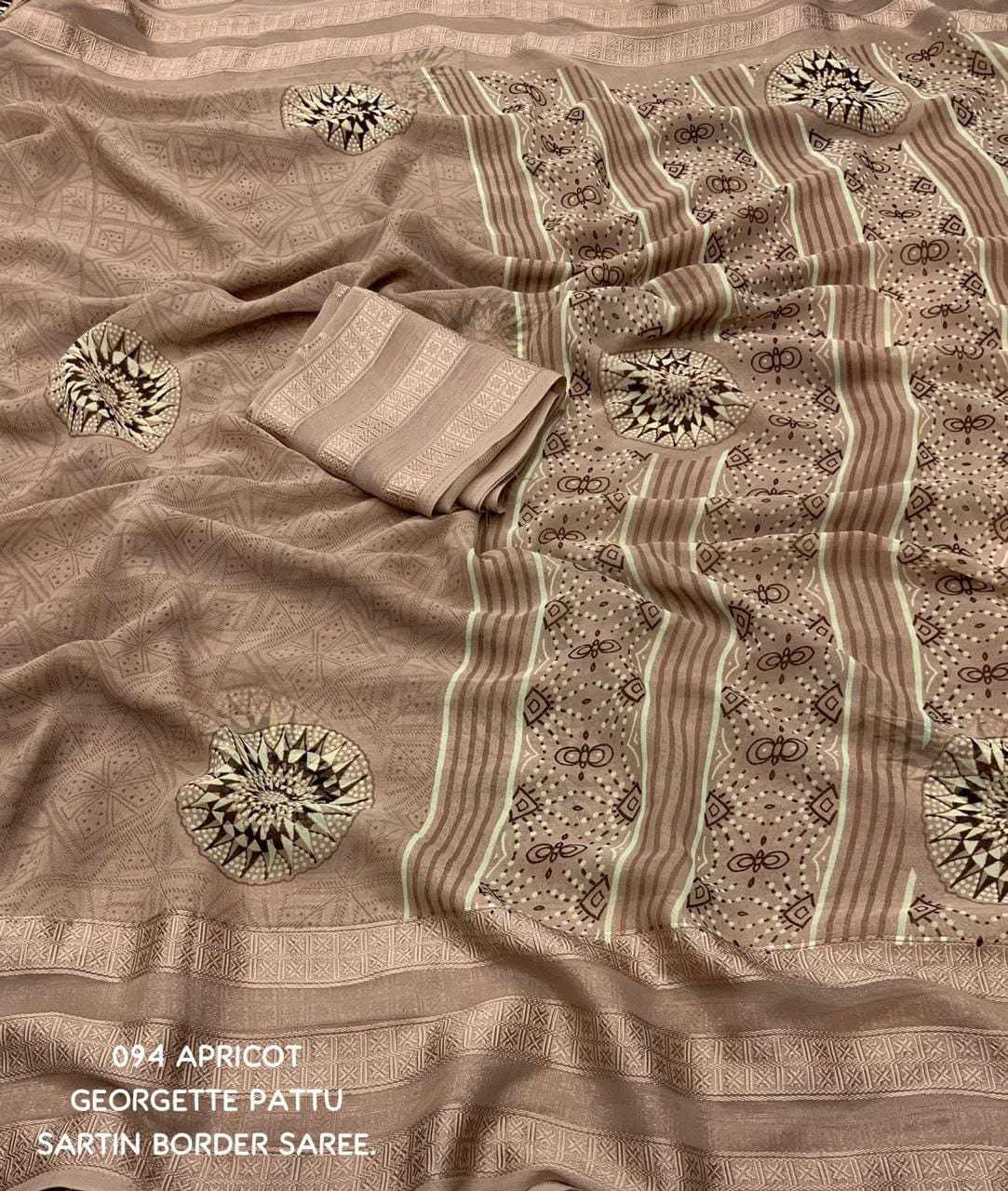 pr kc 4006 pretty look georgette light dusty color printed saree 