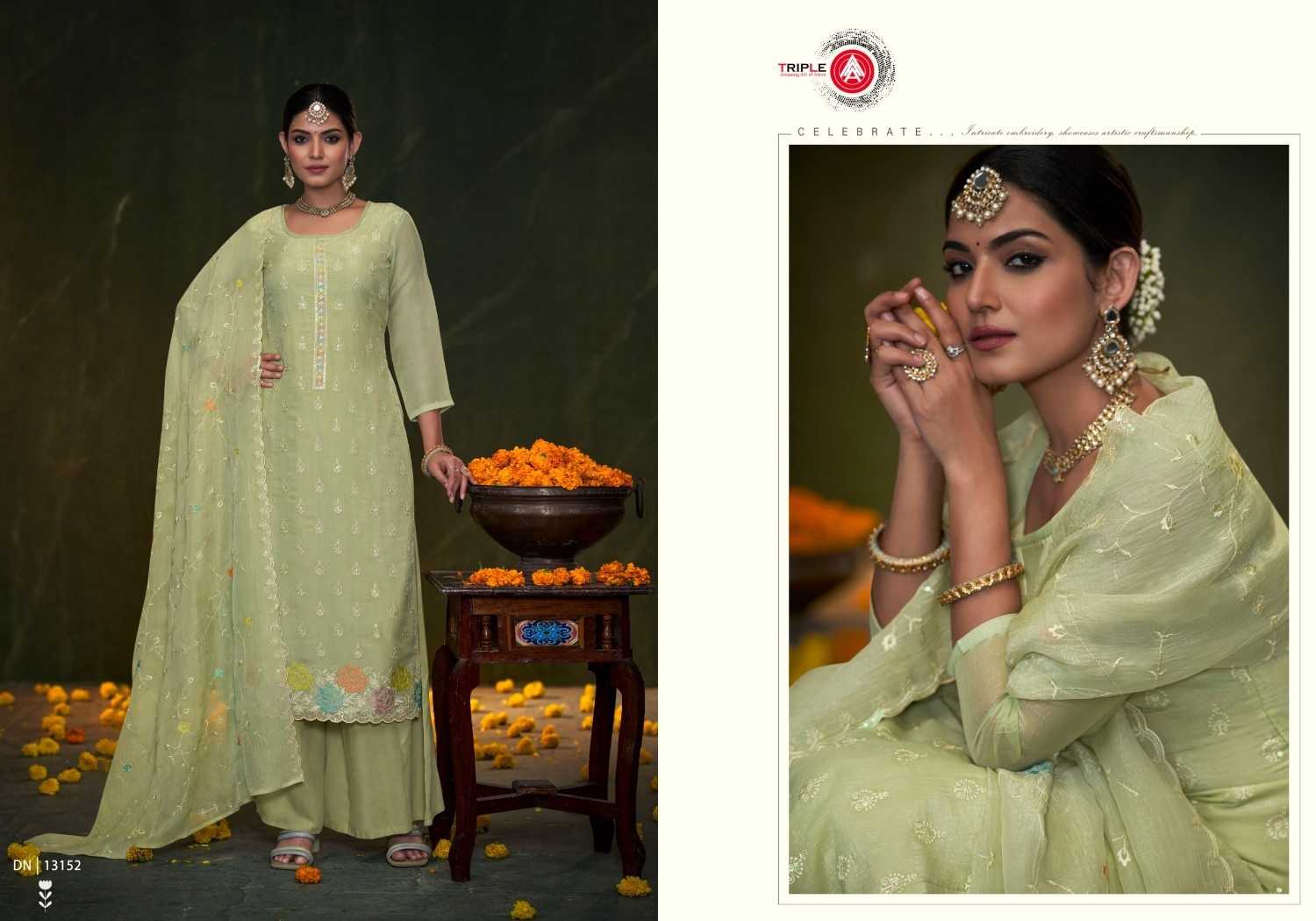 triple a eema heavy work crunshi silk big size readymade suits online