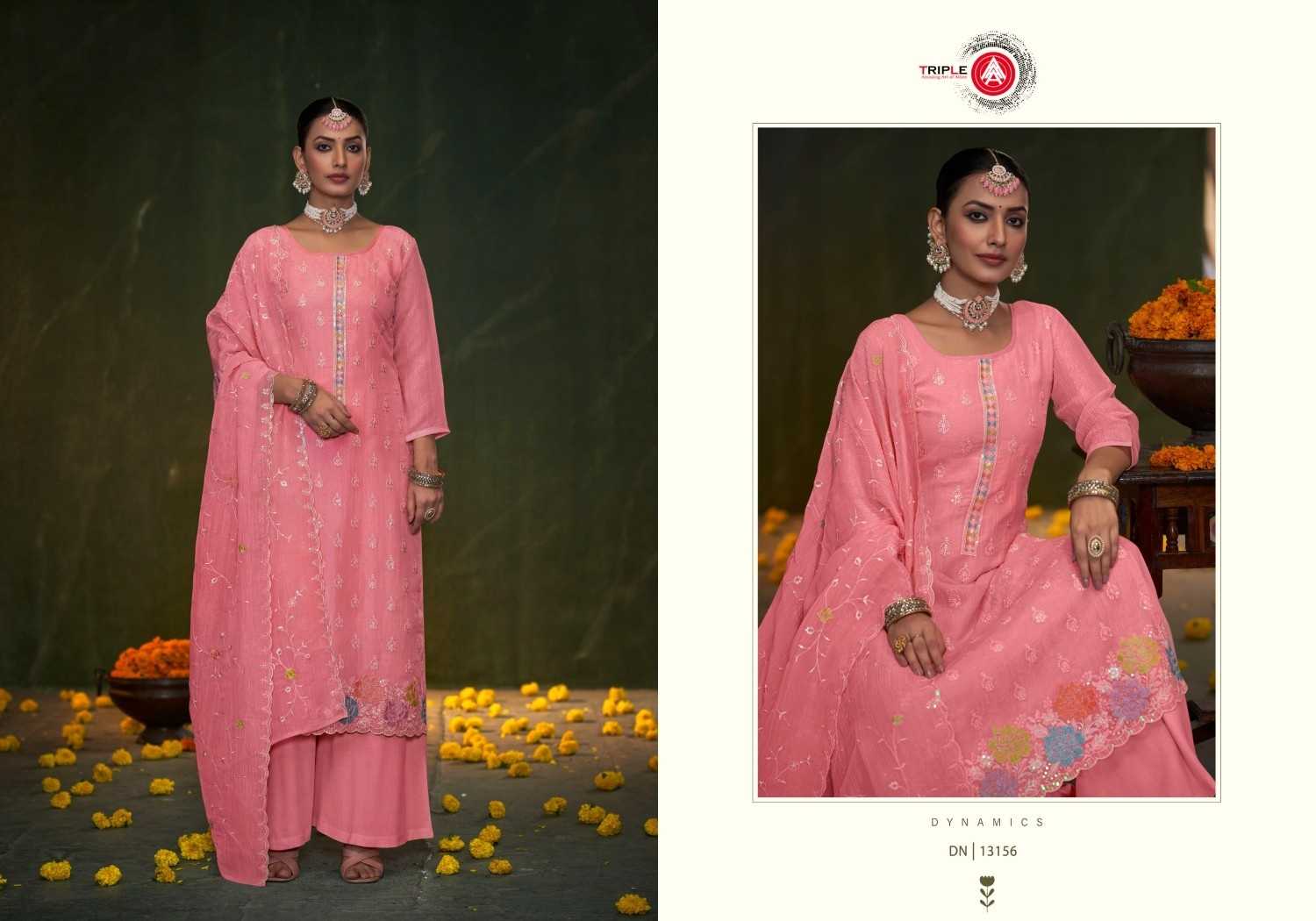 triple a eema heavy work crunshi silk big size readymade suits online