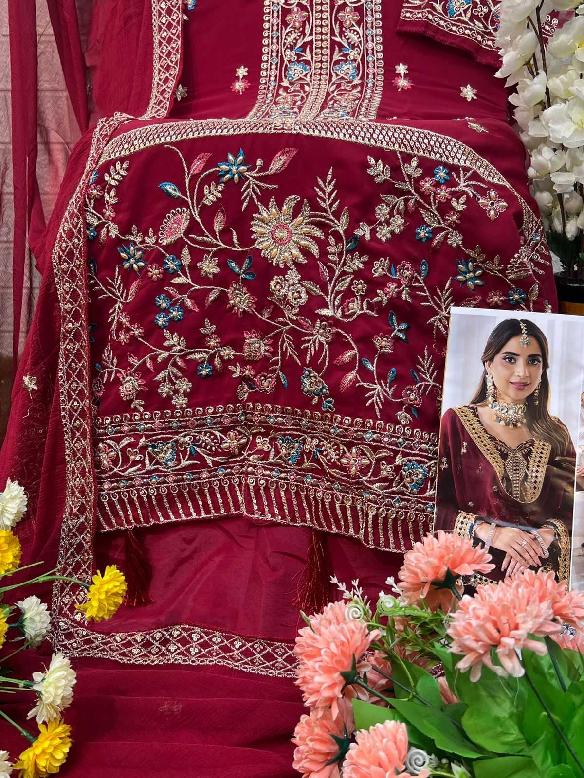 10274 by zaha georgette stylish look readymade plus size pakistani suit 