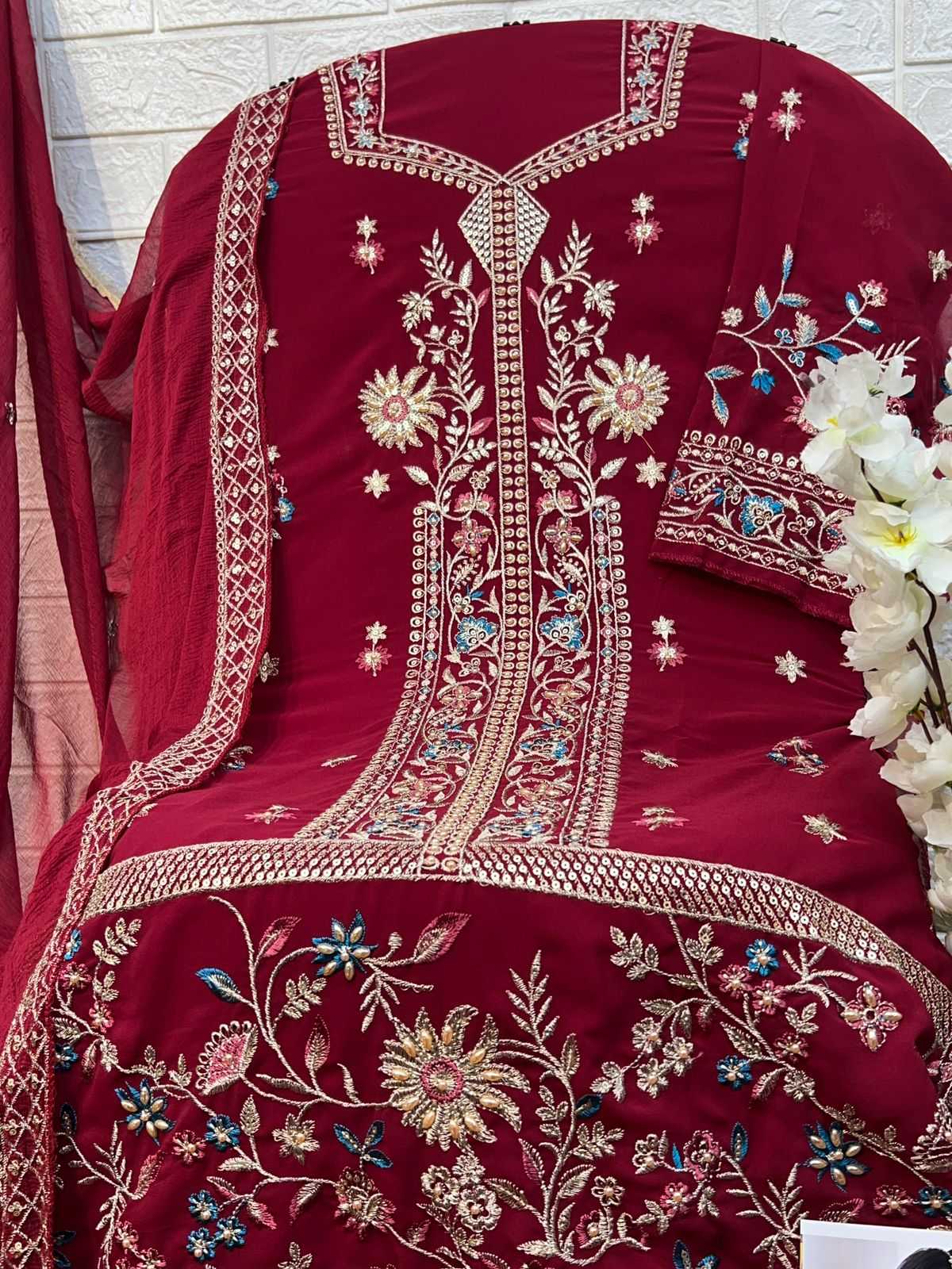 10274 by zaha georgette stylish look readymade plus size pakistani suit 