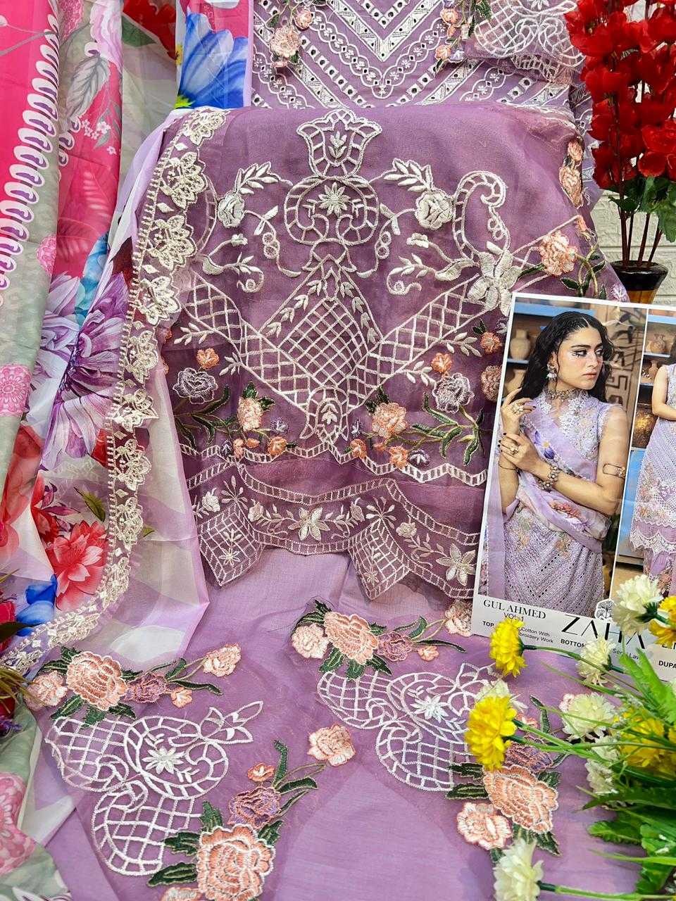 gul ahmed zaha 10310 cotton embroidery work designer full stitch big size pakistani dress