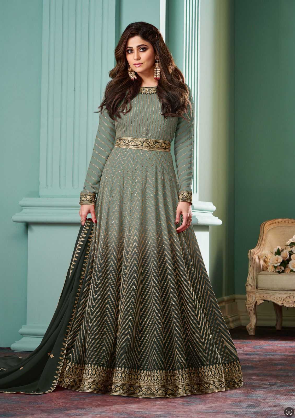 aashirwad creation alizza shaded colors georgette classic full stitch gown style dress                  