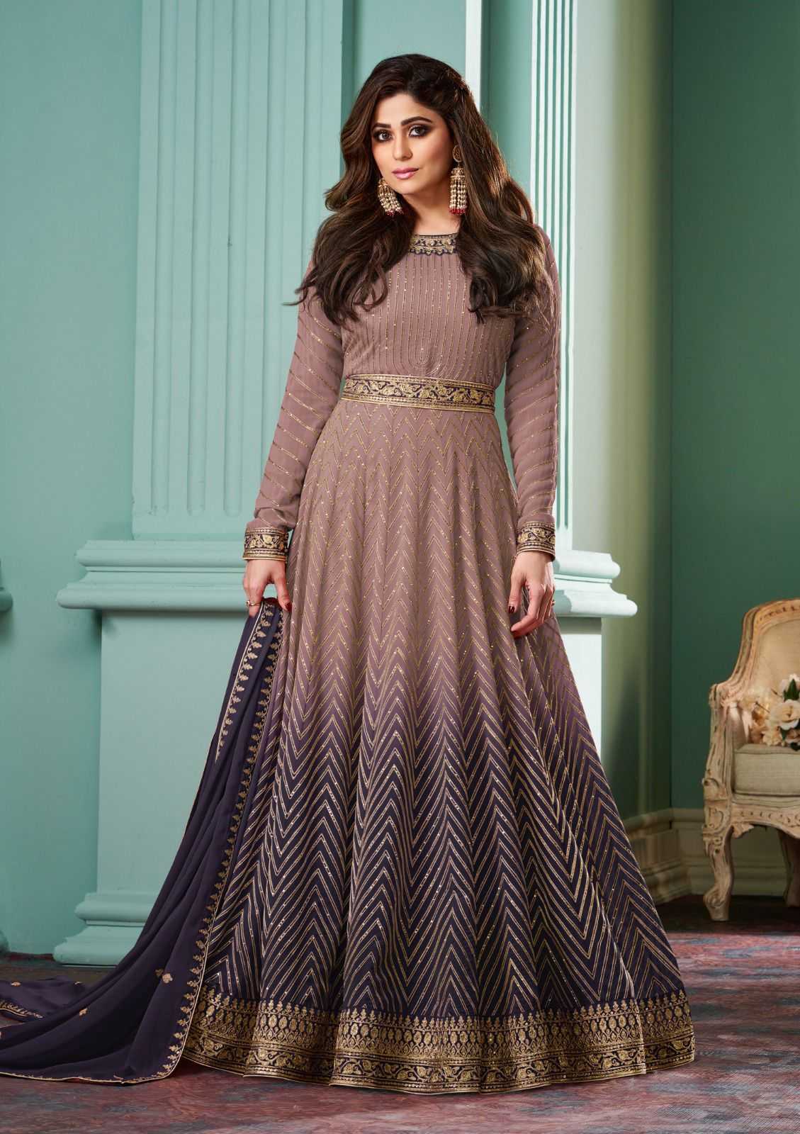 aashirwad creation alizza shaded colors georgette classic full stitch gown style dress                  
