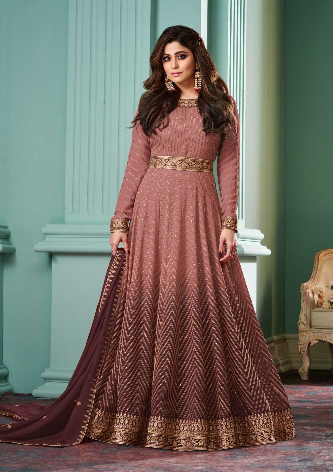 aashirwad creation alizza shaded colors georgette classic full stitch gown style dress                  