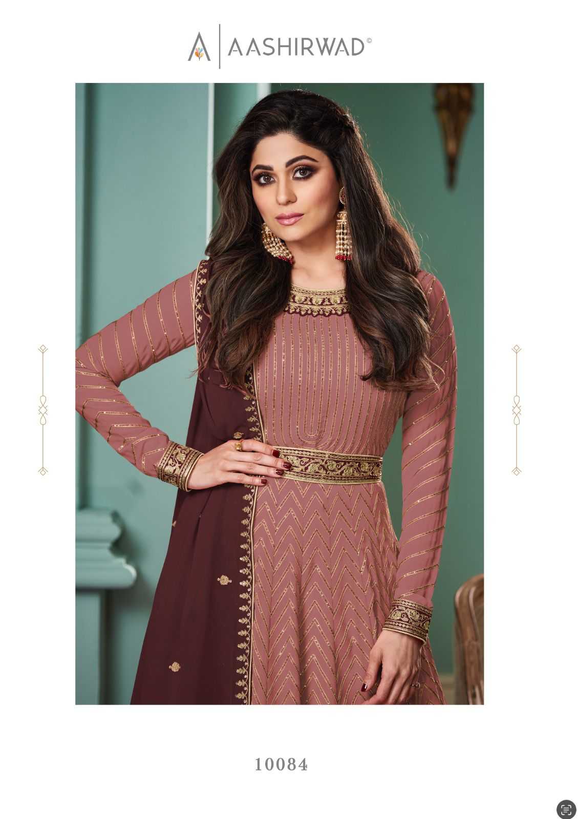 aashirwad creation alizza shaded colors georgette classic full stitch gown style dress                  
