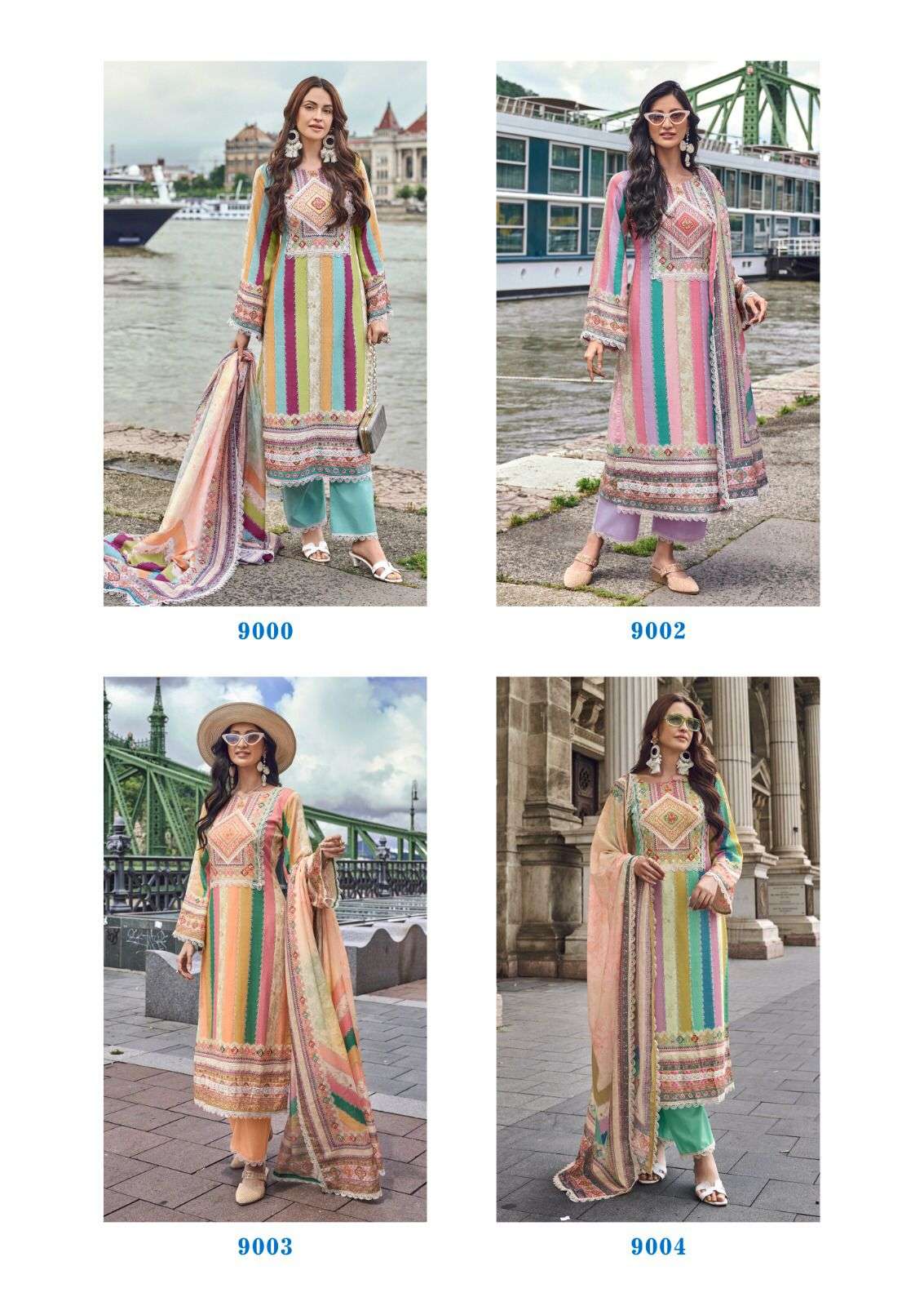 azaa by the hermitage classic look printed 3pcs dress material