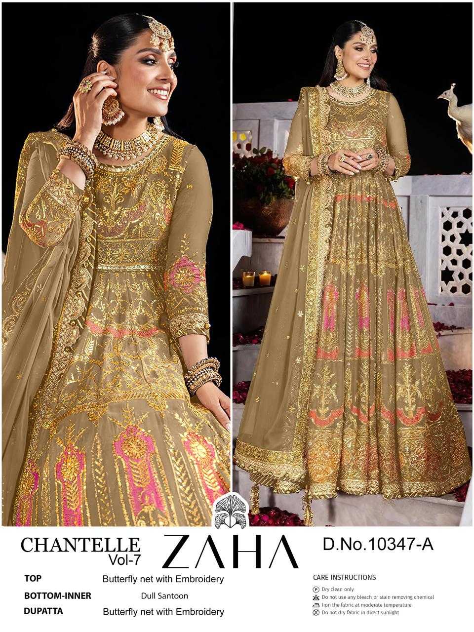 chantelle vol 7 by zaha amazing work butterfly net full stitch big size pakistani suits