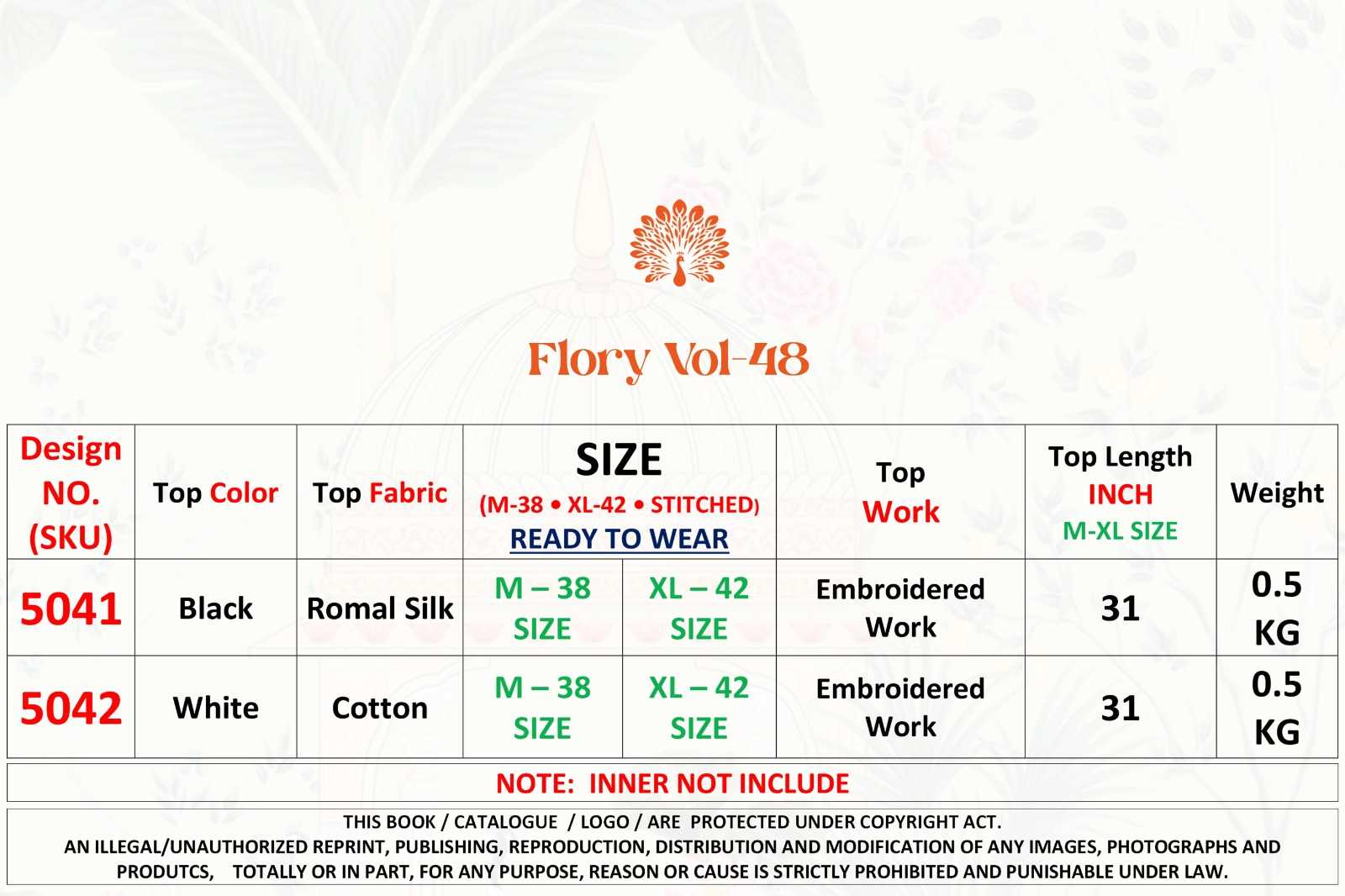 flory vol 48 by shubhkala fancy embroidered work full stitch navratri short kurti 
