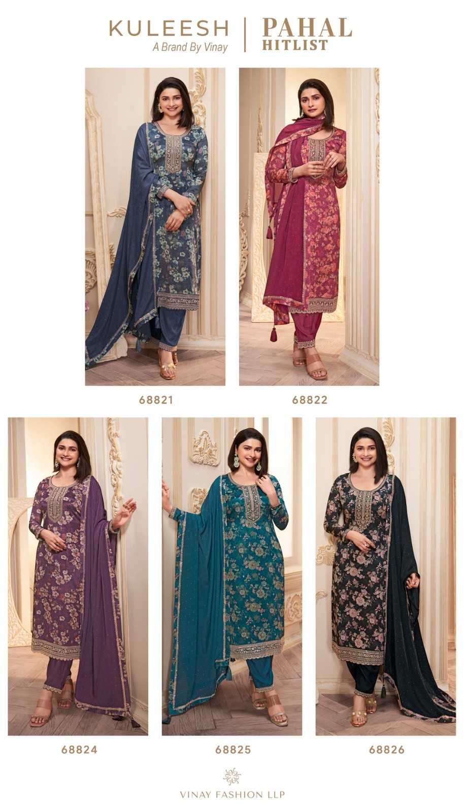 pahal by vinay kuleesh readymade chinon designer big size salwar suit exports 