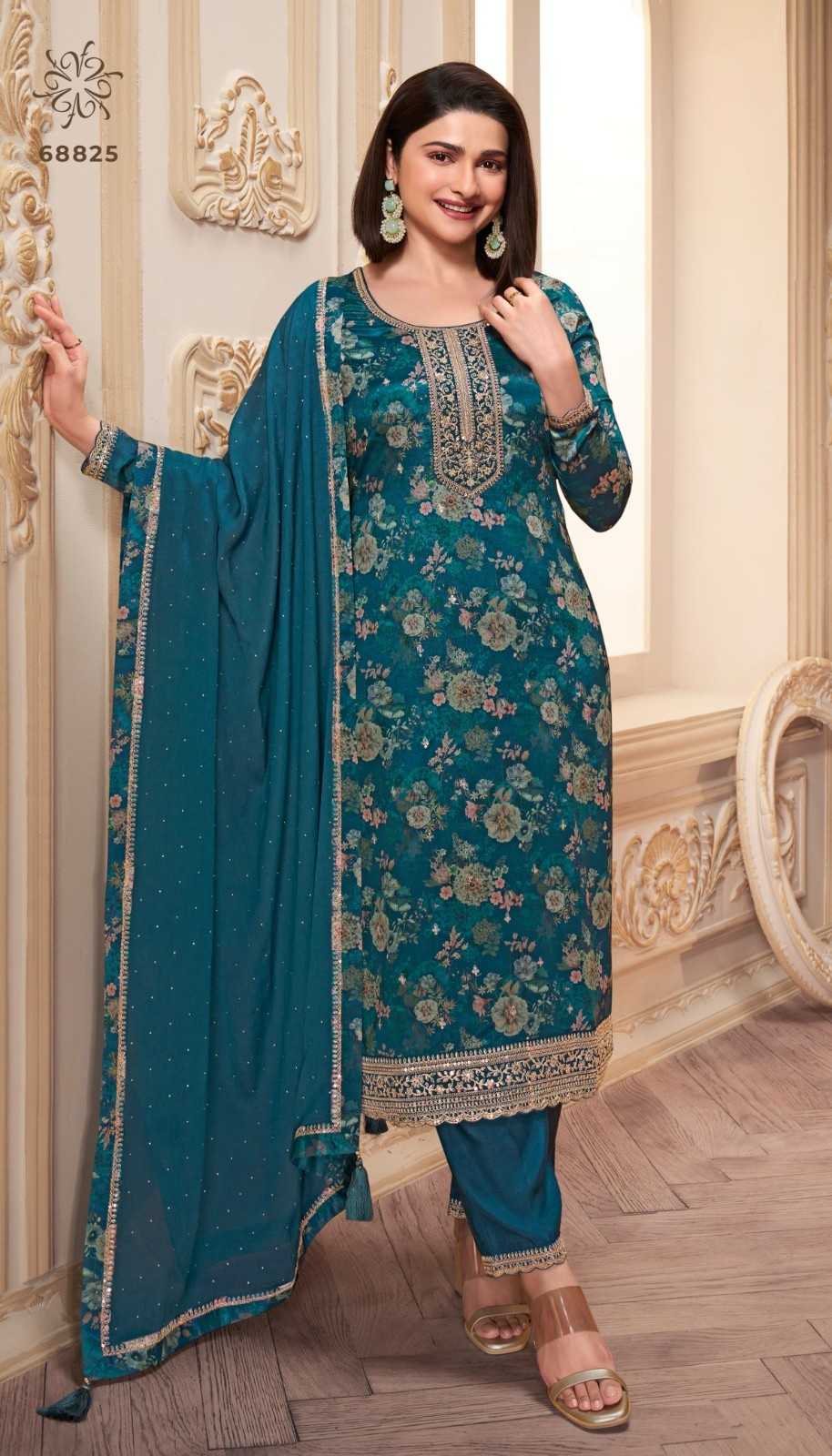 pahal by vinay kuleesh readymade chinon designer big size salwar suit exports 