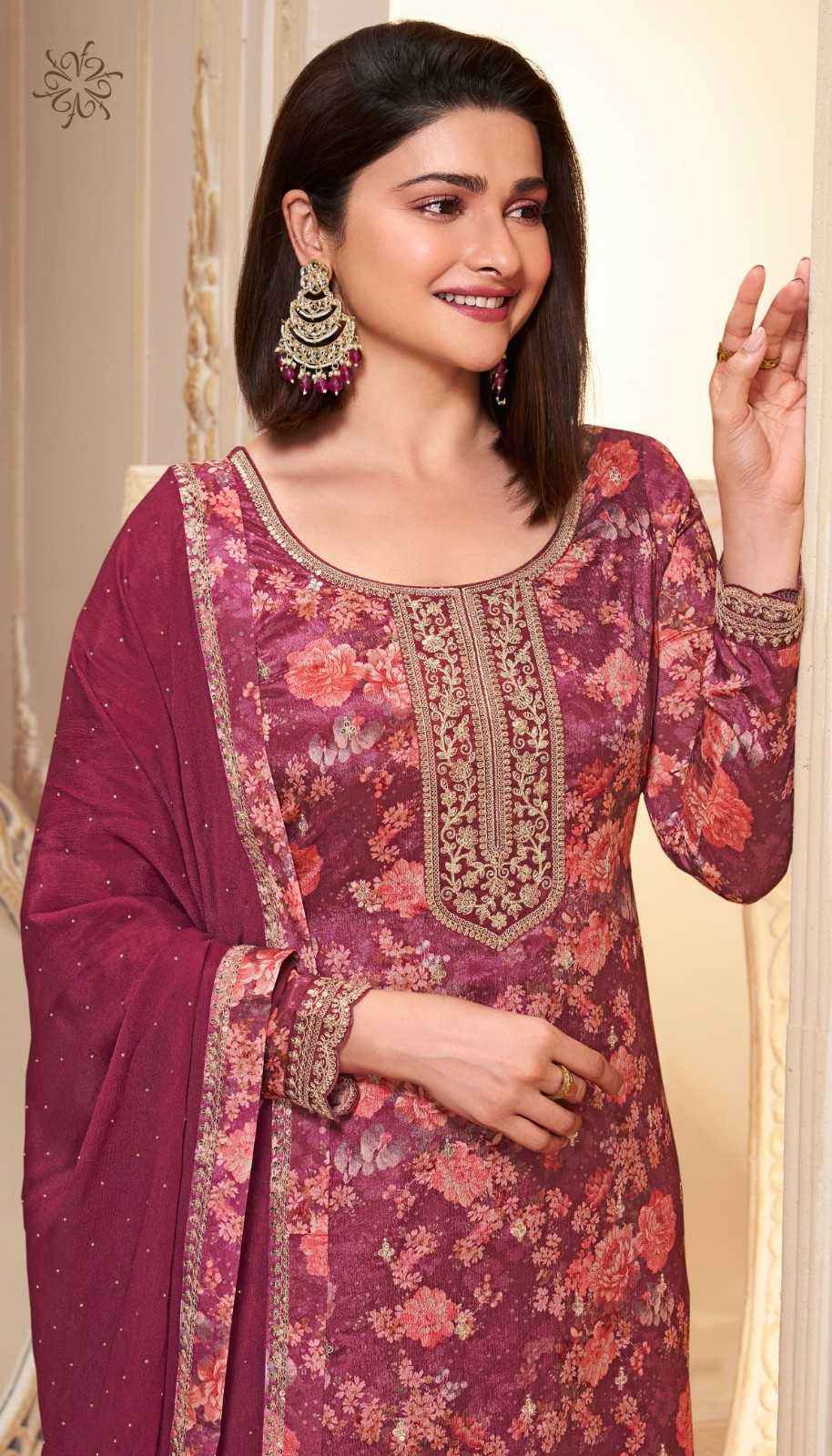 pahal by vinay kuleesh readymade chinon designer big size salwar suit exports 