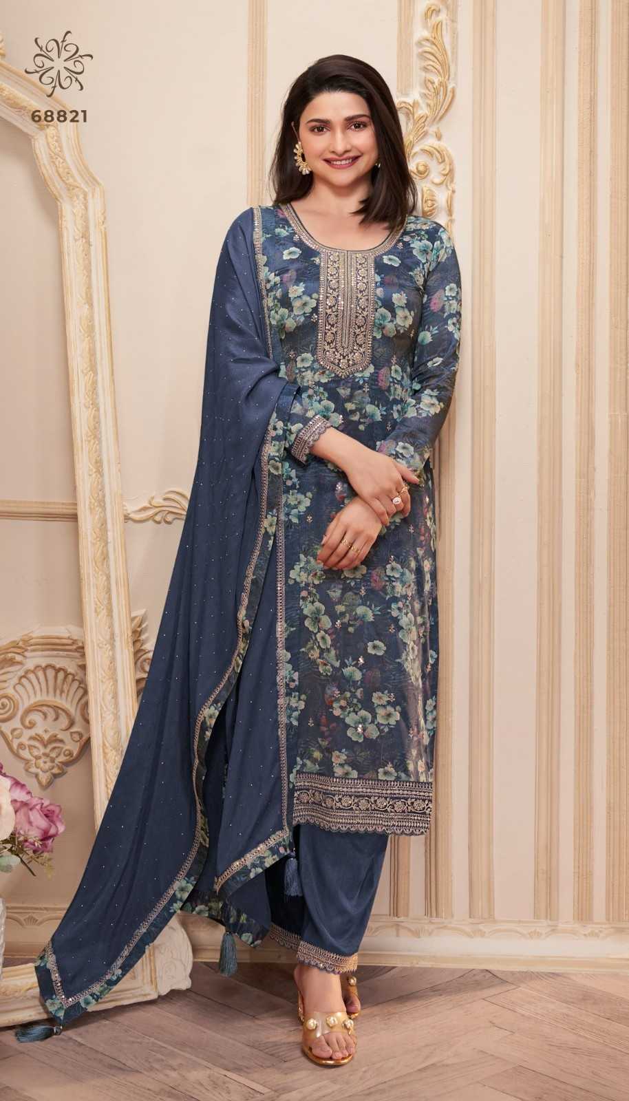 pahal by vinay kuleesh readymade chinon designer big size salwar suit exports 